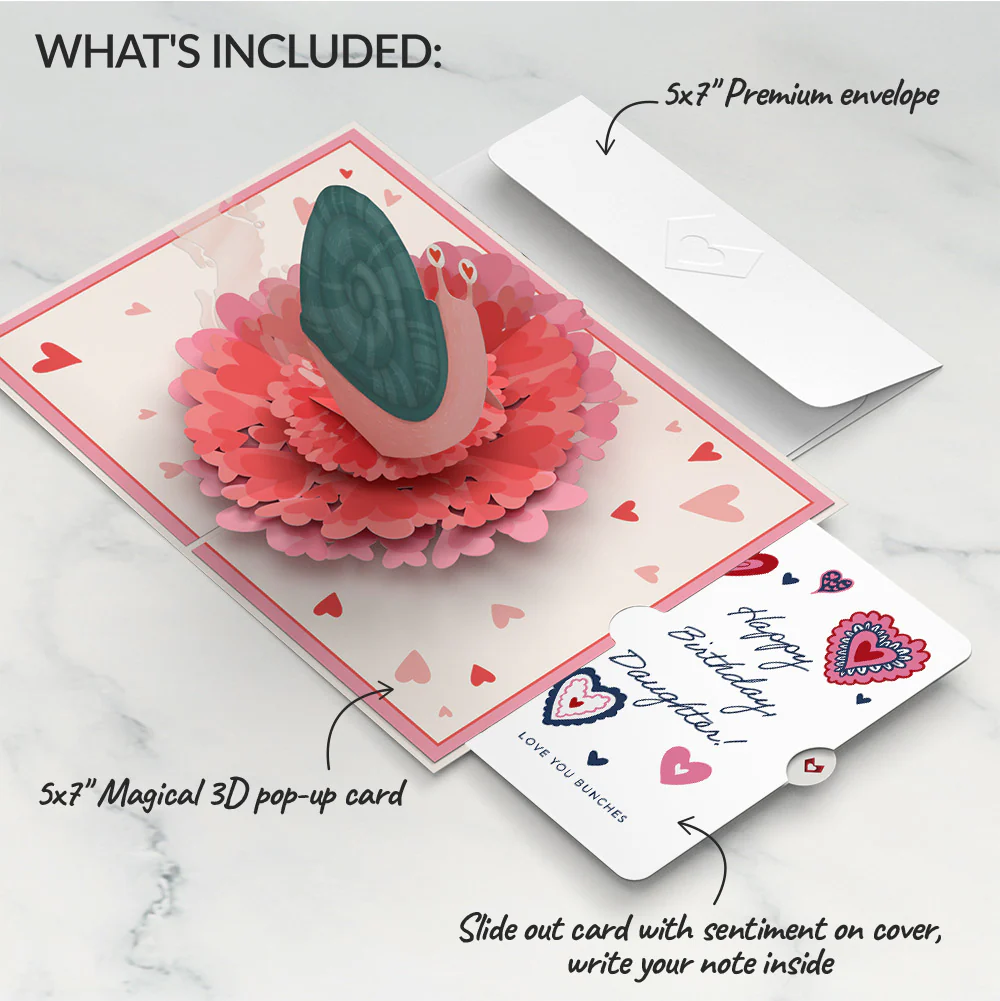 Love You Slow Much Snail Birthday Pop-Up Card and Sentiment Set for Daughter - Image 2