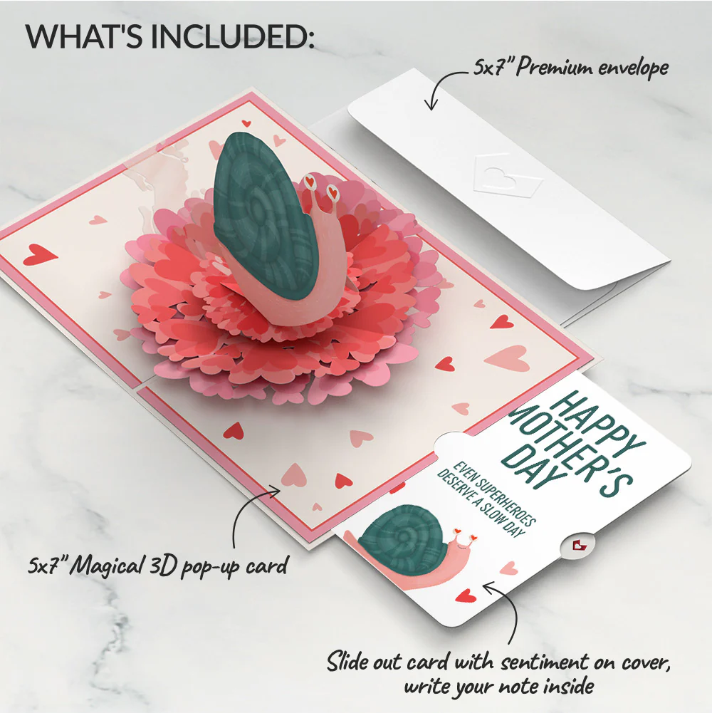 Love You Slow Much Snail Mother’s Day Pop-Up Card and Blushing Slooooow Snail Sentiment Set for Mom - Image 2