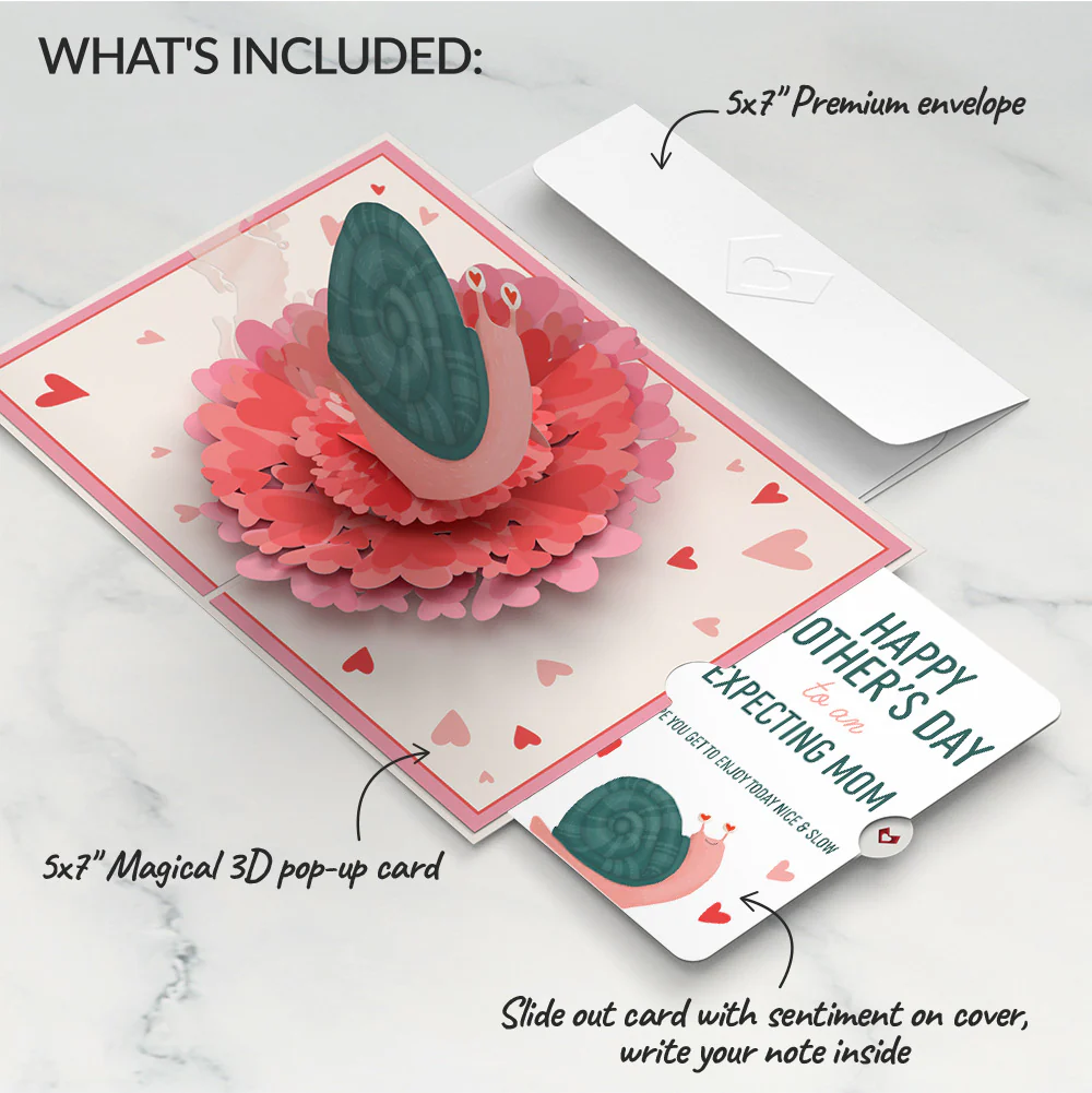 Love You Slow Much Snail Mother’s Day Pop-Up Card and Sentiment Set for Mom-to-be - Image 2