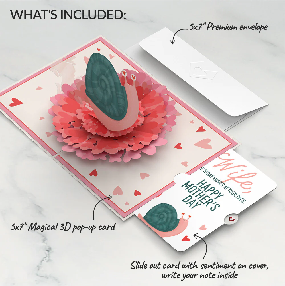Love You Slow Much Snail Mother’s Day Pop-Up Card and Sentiment Set for Wife - Image 2