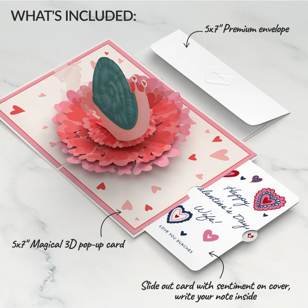 Love You Slow Much Snail Valentine Pop-Up Card and Sentiment Set for Wife - Image 2