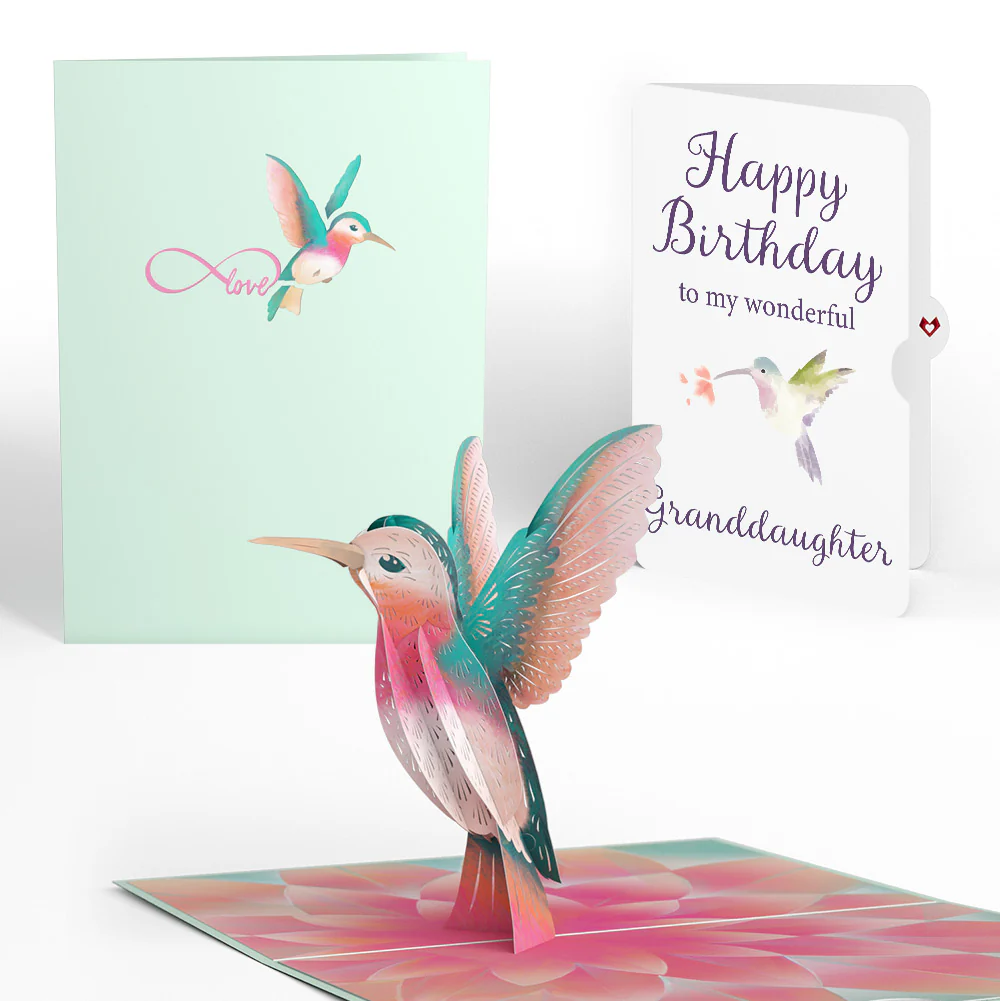 Lovely Hummingbird Birthday Pop-Up Card and Sentiment Set for Granddaughter