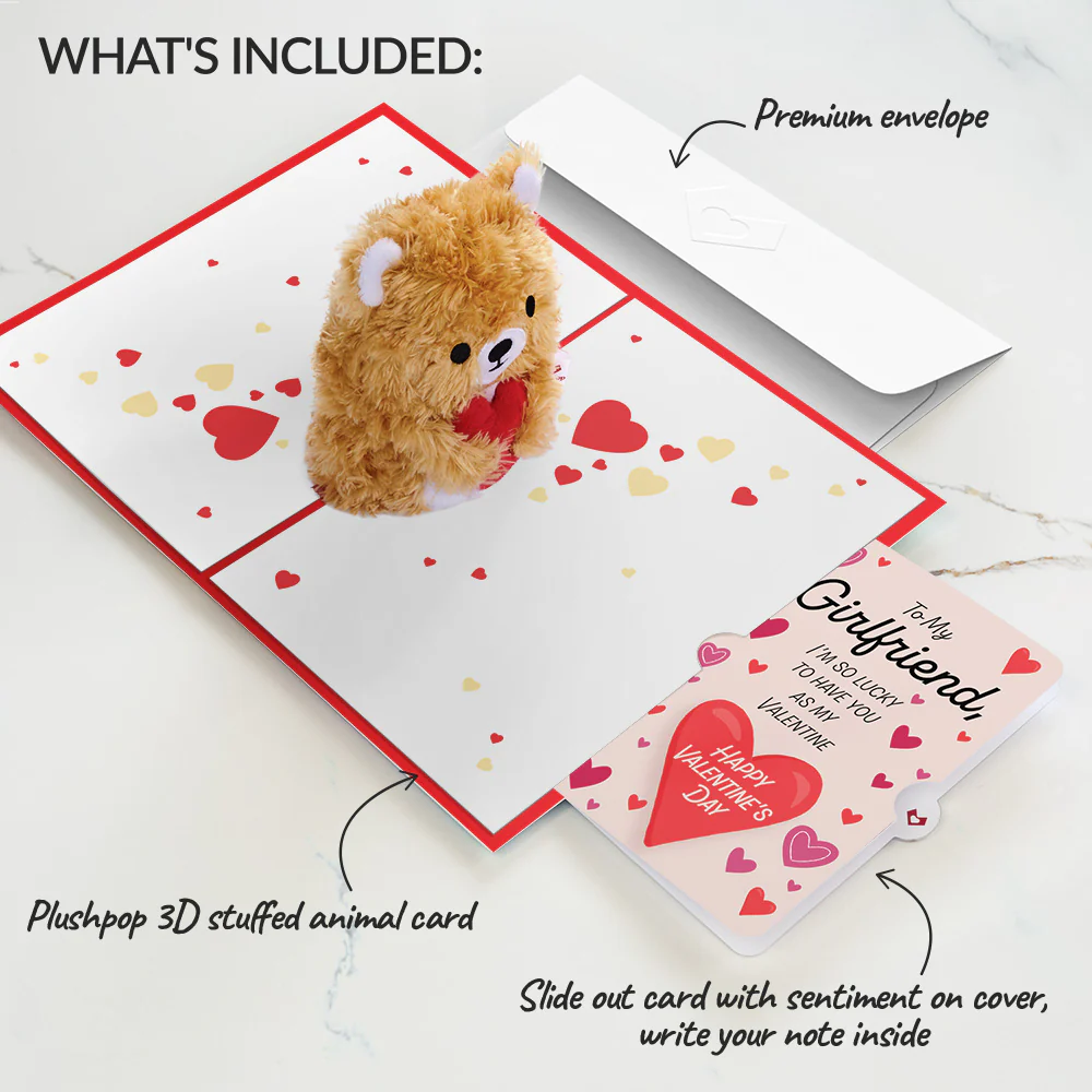 You're The Beary Best Valentine Plushpop Card and Sentiment Set for Girlfriend - Image 2
