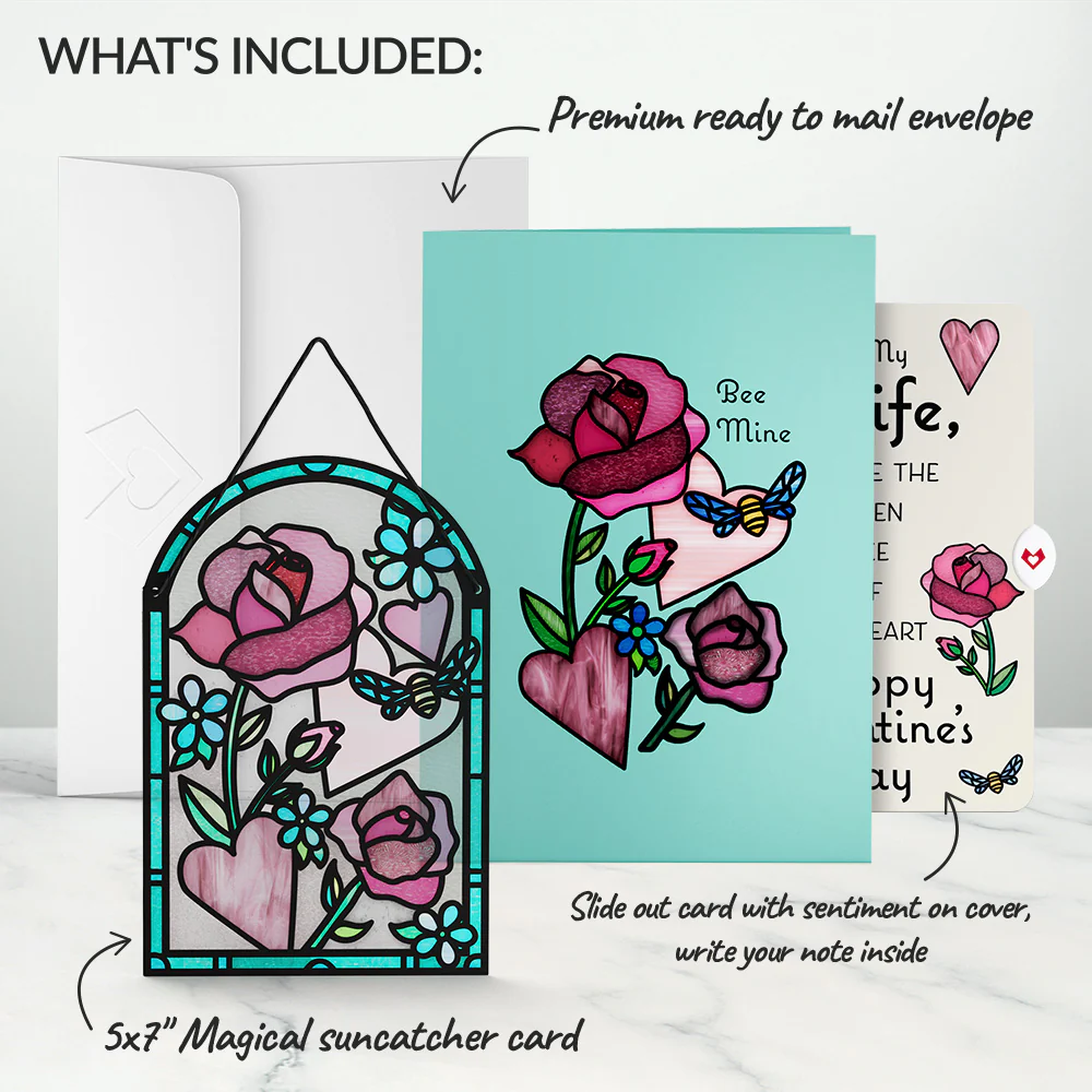 Bee Mine Suncatcher Valentine Pop-Up Card and Sentiment Set for Wife - Image 2