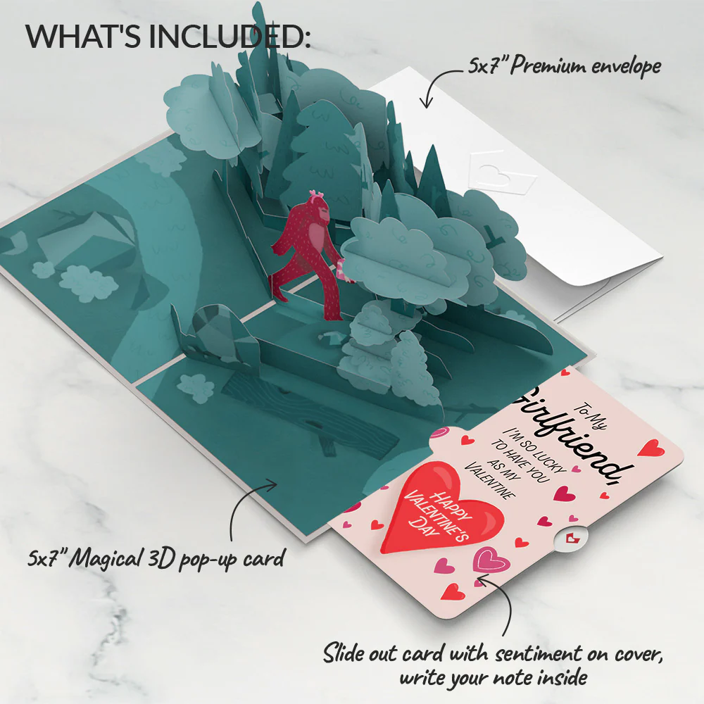 Searching for a Valentine Like You Bigfoot Valentine Pop-Up Card and Sentiment Set for Girlfriend - Image 2