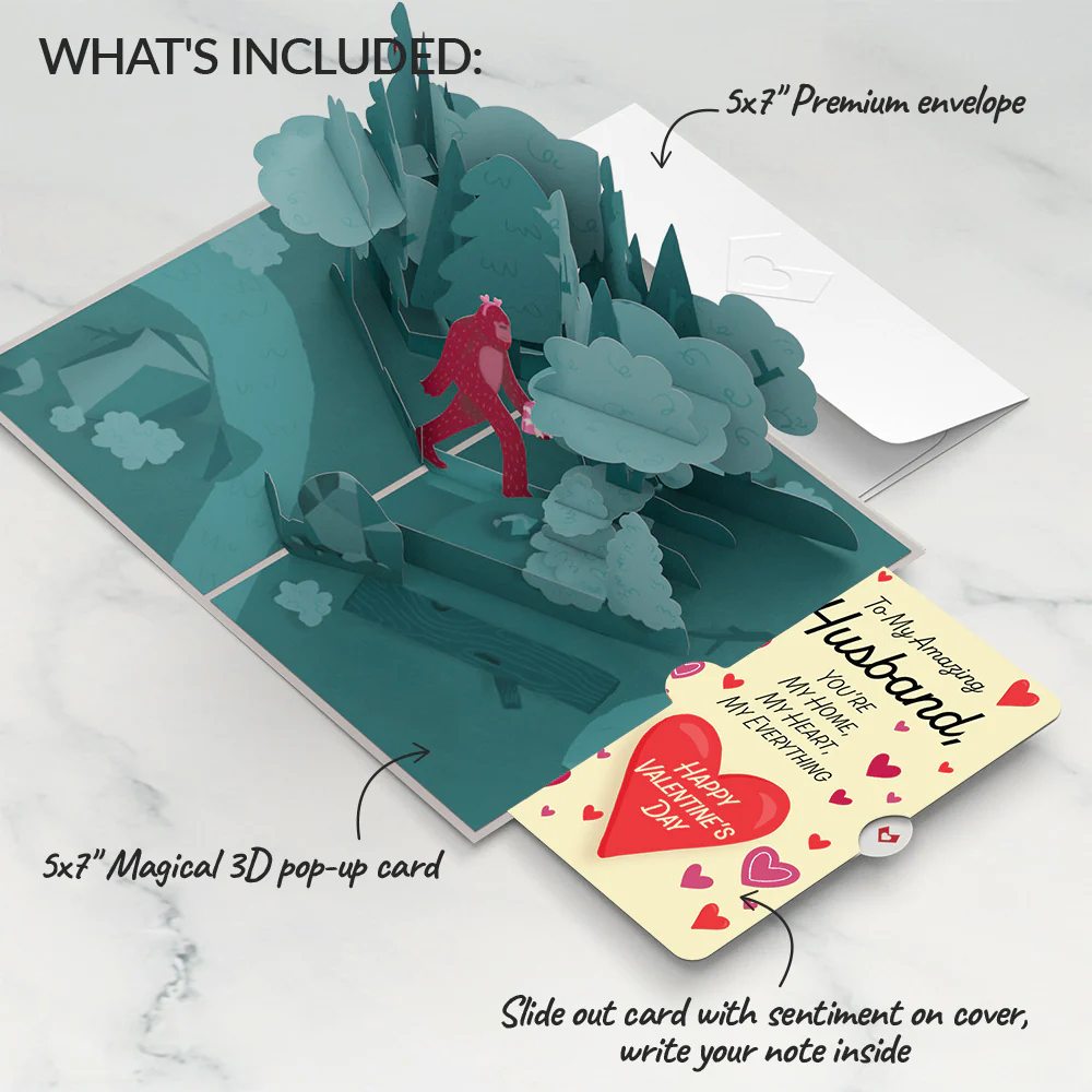 Searching for a Valentine Like You Bigfoot Valentine Pop-Up Card and Sentiment Set for Husband - Image 2