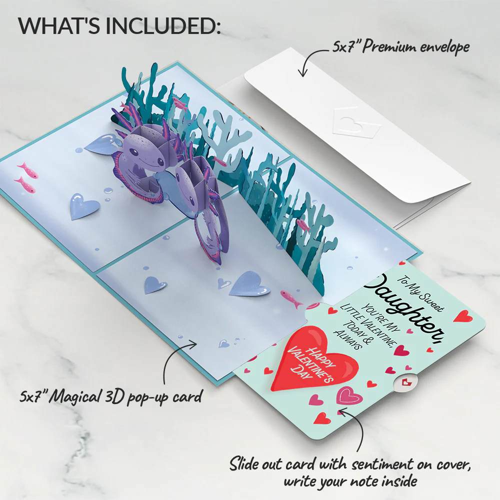 Love You A-Lotl Valentine Pop-Up Card and Sentiment Set for Daughter - Image 2
