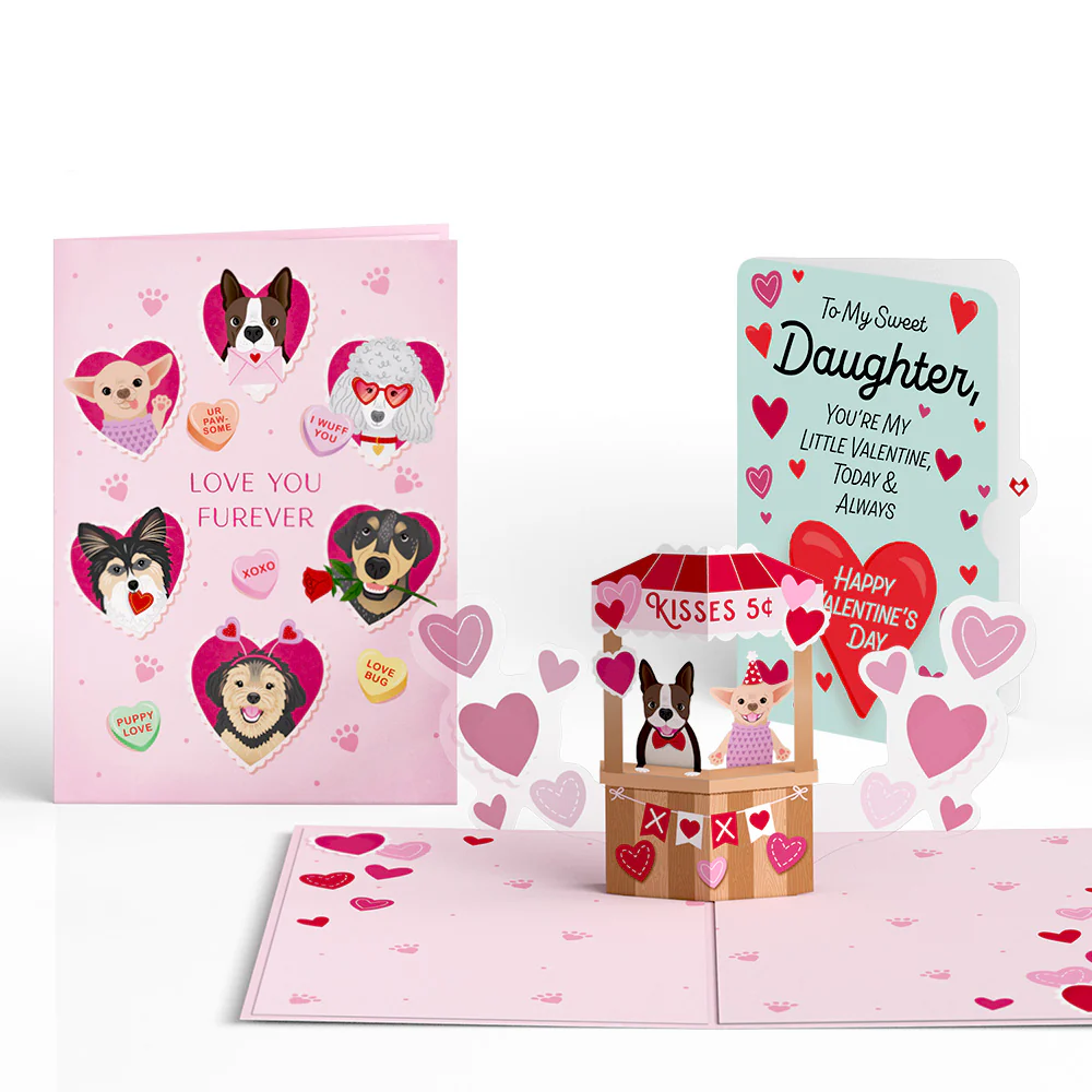 Love You Furever Dog Kisses Valentine Pop-Up Card and Sentiment Set for Daughter