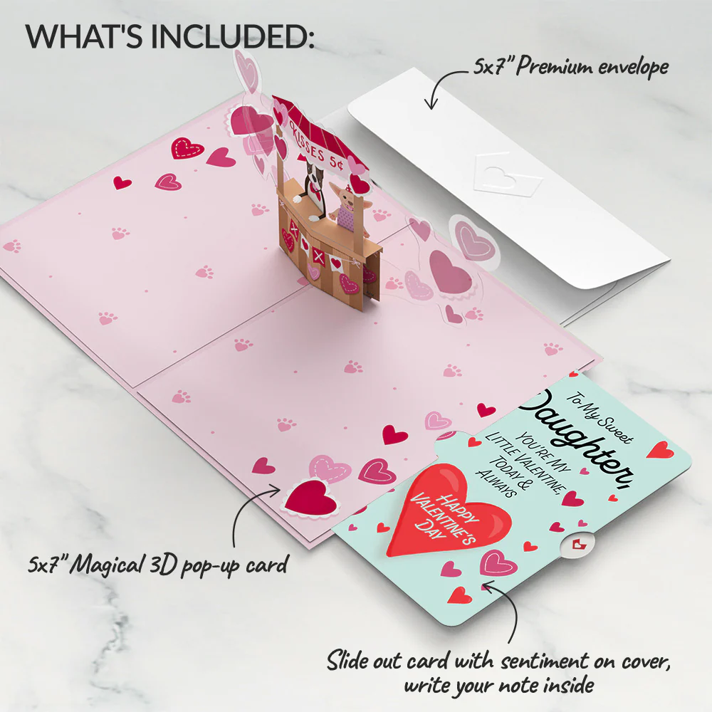 Love You Furever Dog Kisses Valentine Pop-Up Card and Sentiment Set for Daughter - Image 2