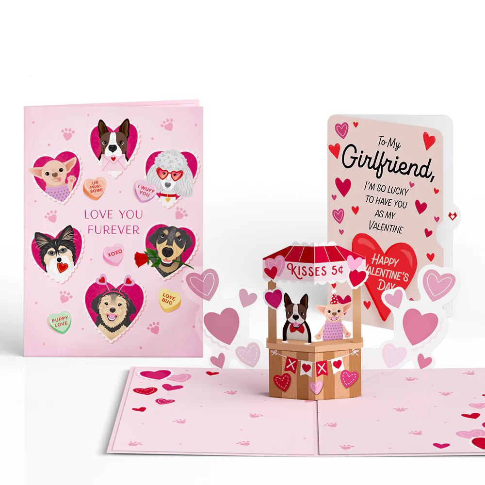 Love You Furever Dog Kisses Valentine Pop-Up Card and Sentiment Set for Girlfriend