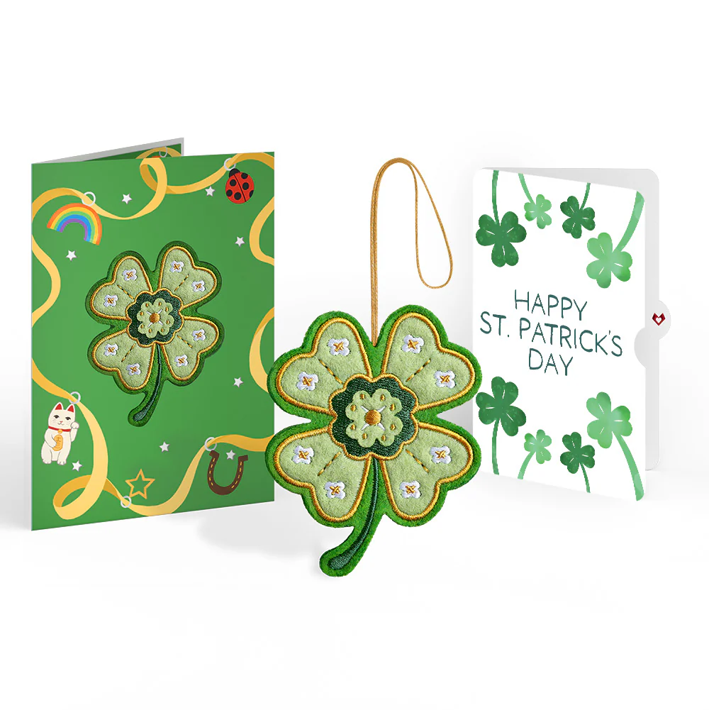 Lucky Clover St. Patrick’s Day Heartfelt Charm Card™ and Shamrock Sprigs Sentiment Set