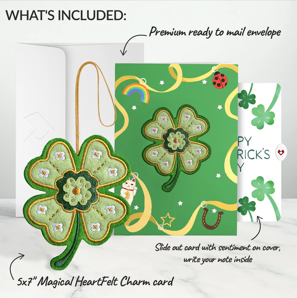 Lucky Clover St. Patrick’s Day Heartfelt Charm Card™ and Shamrock Sprigs Sentiment Set - Image 2