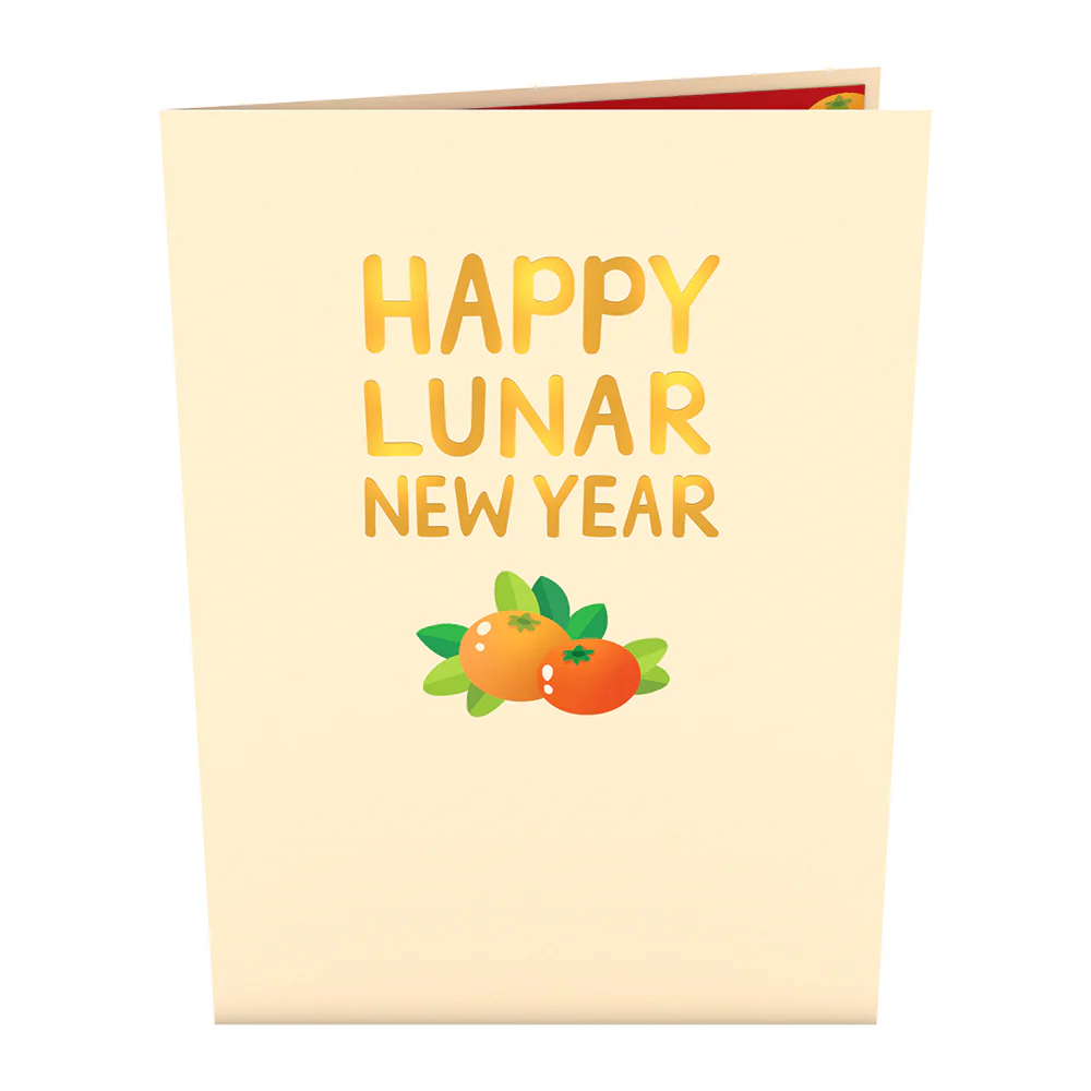 Lunar New Year Tangerine Tree Card with Mini Bouquet - Image 3