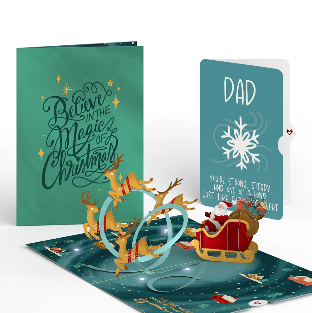 Magic of Christmas Santa's Sleigh Light-Up Pop-Up Card and Sentiment Set for Dad