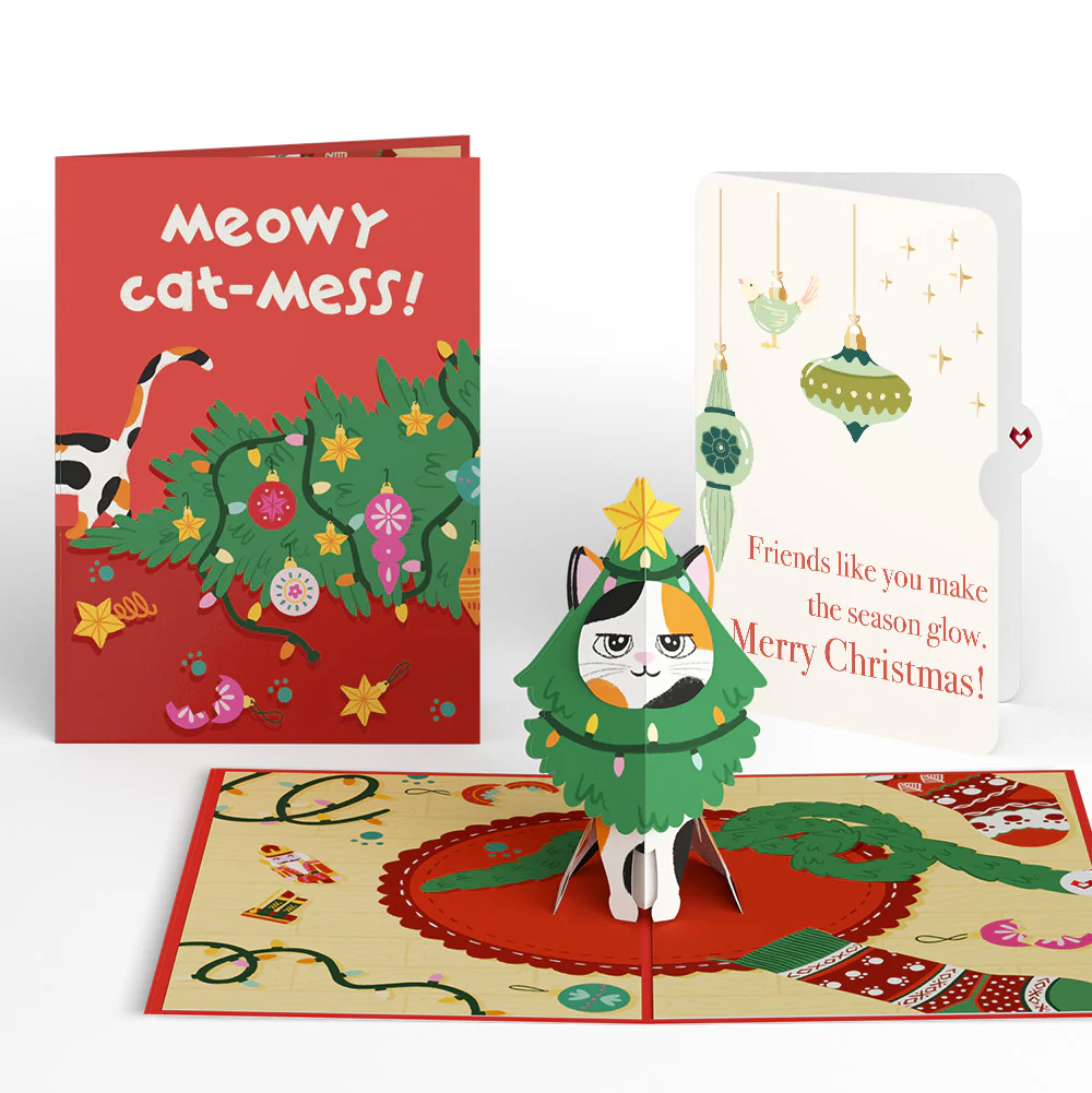 Meowy Cat-mess Christmas Pop-Up Card and Sentiment Set for Friend