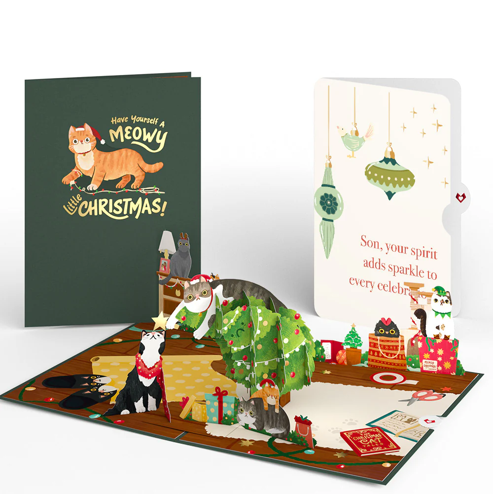 Meowy Little Christmas Cats Pop-Up Card and Sentiment Set for Son
