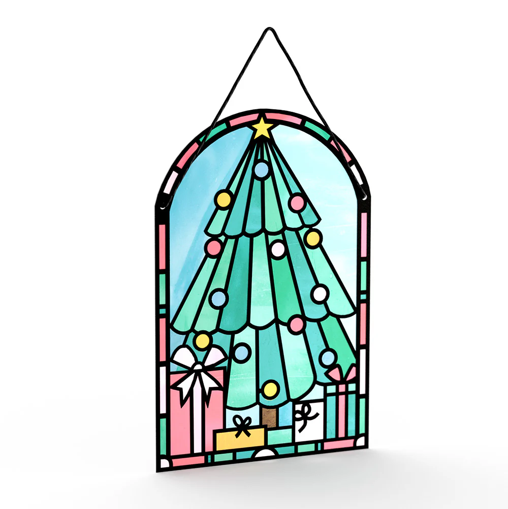 Merry Christmas Tree Suncatcher Card and Hungry Cat Sentiment Set - Image 3