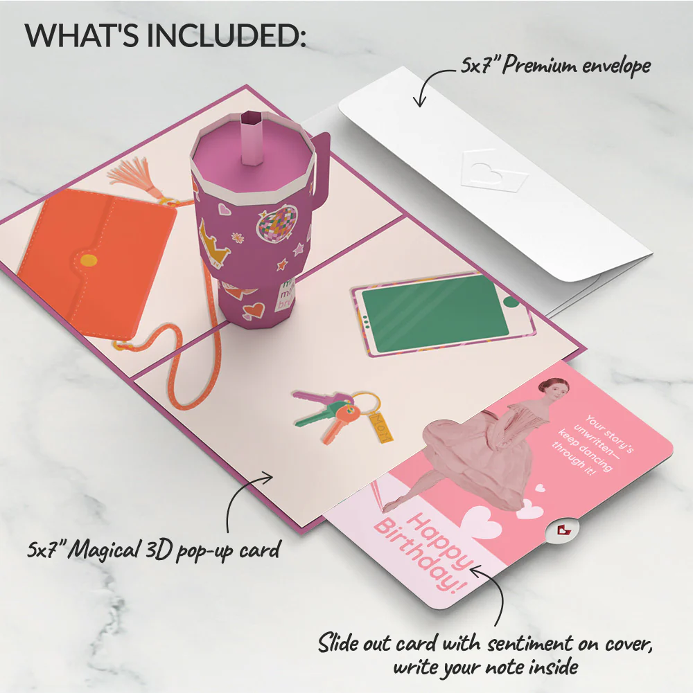 Mom Era Tumbler Birthday Pop-Up Card and Dancing Through Life Sentiment Set - Image 2