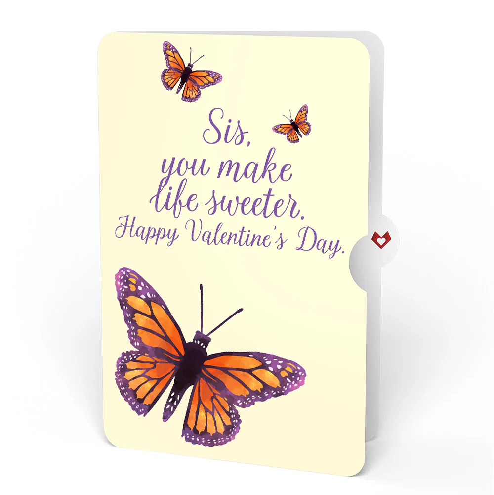 Monarch Butterfly Valentine Pop-Up Card and Sentiment Set for Sister - Image 4