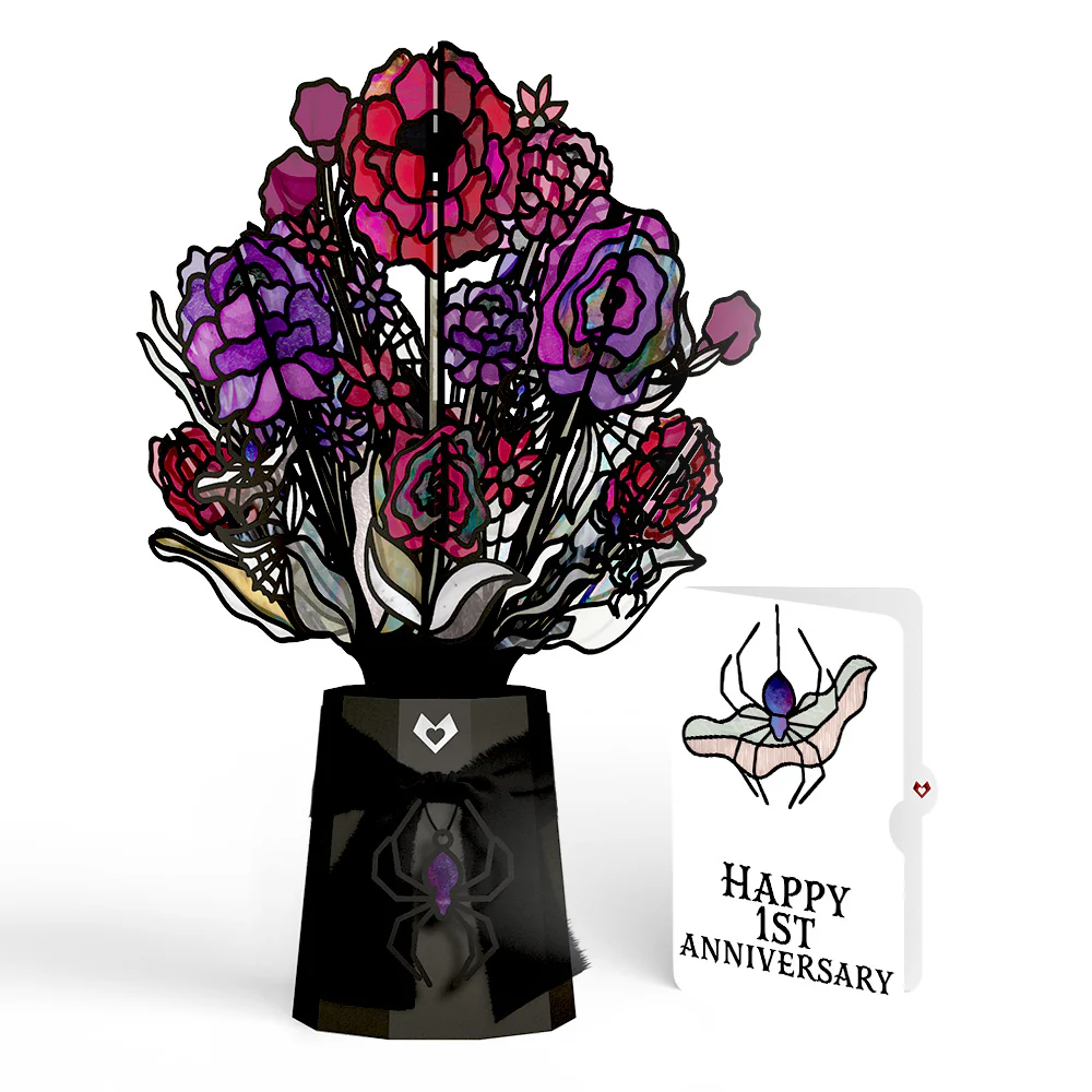 Moonlit Amethyst 1st Anniversary Suncatcher Bouquet and Sentiment Set