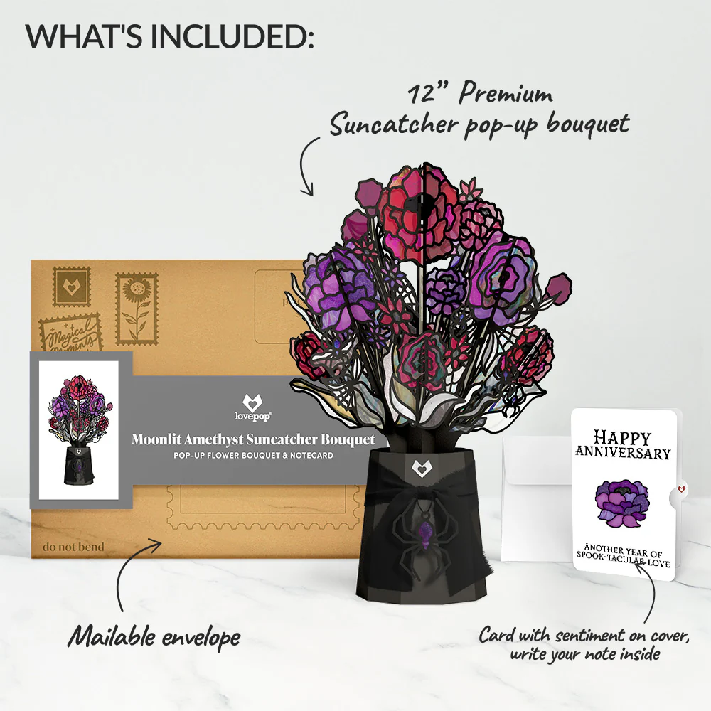 Moonlit Amethyst Anniversary Suncatcher Bouquet and Sentiment Set - Image 2