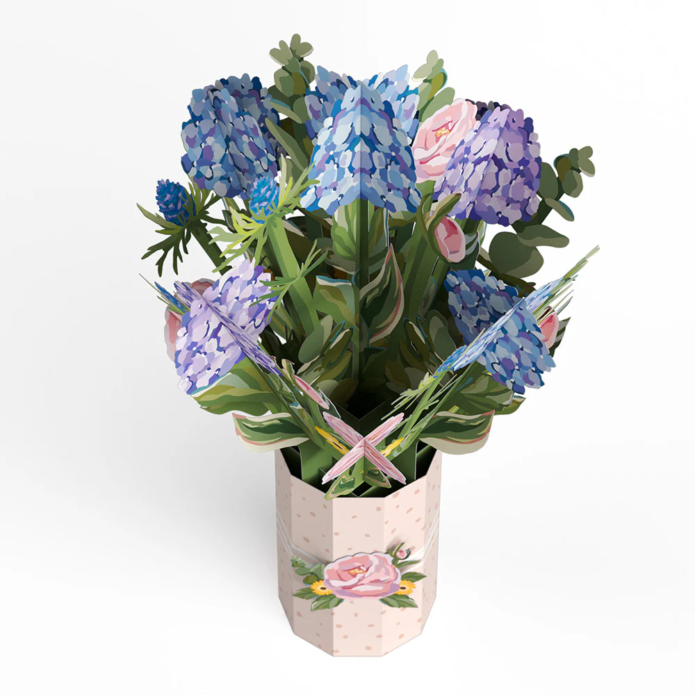 Mother's Day Hydrangeas Pop-Up Card & Bouquet Bundle - Image 4