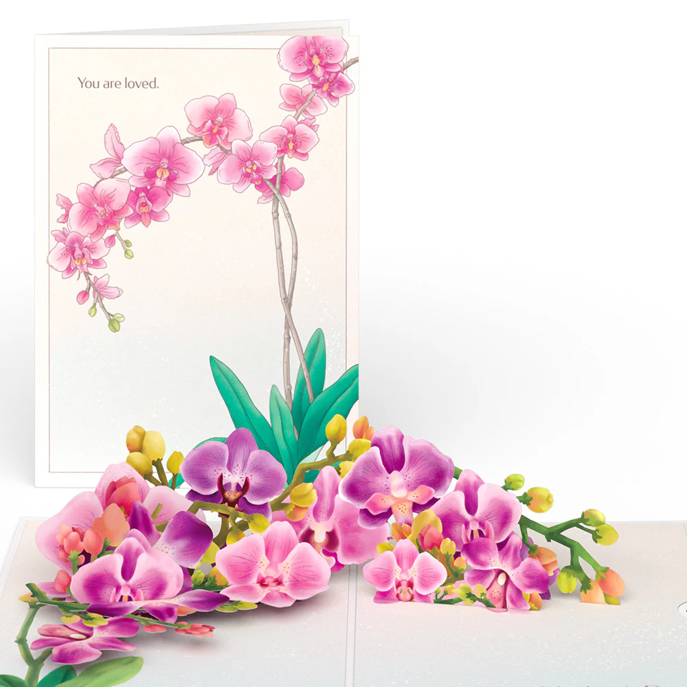 Mother's Day Orchid Pop-Up Card & Bouquet Bundle - Image 3