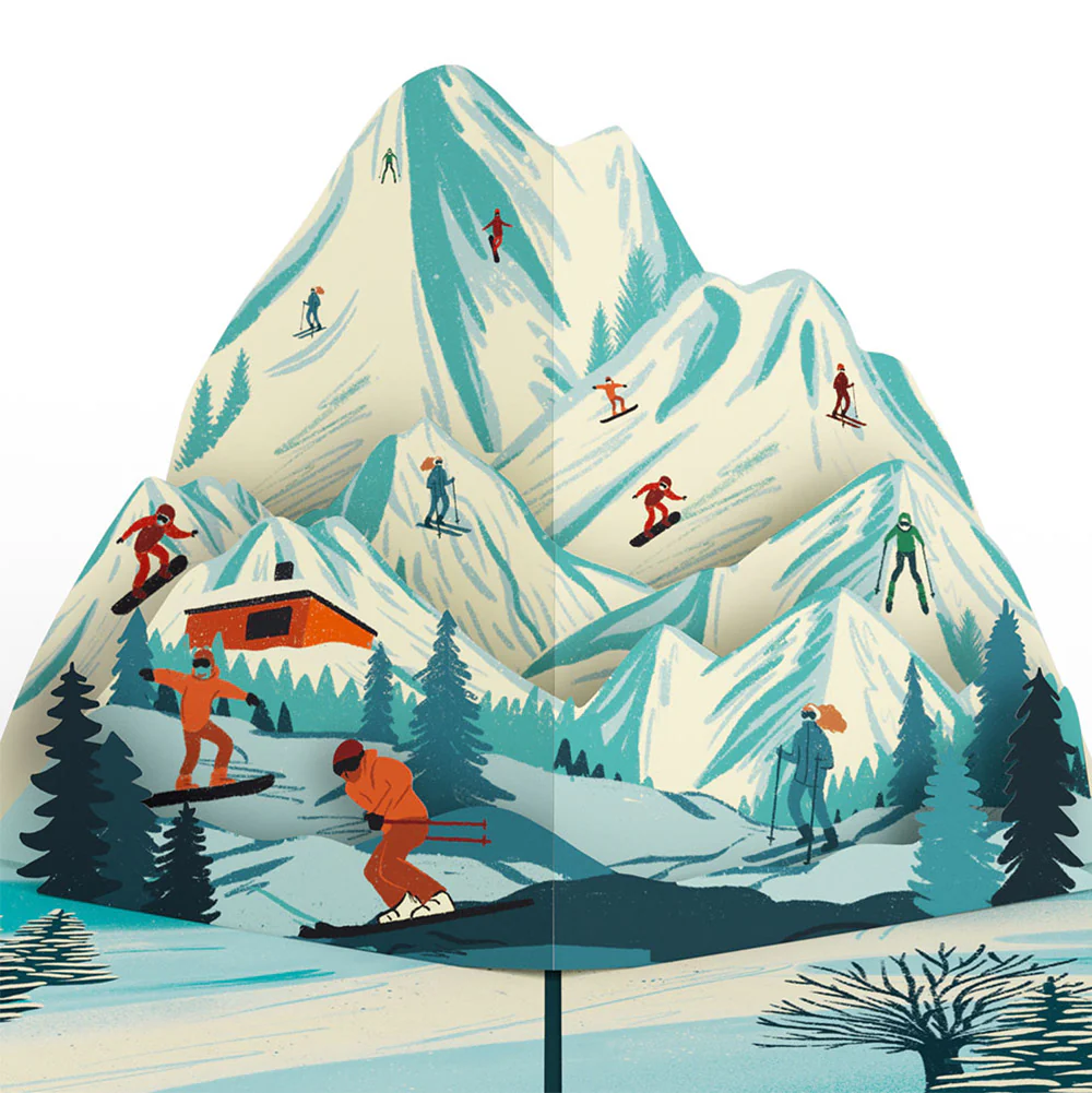Mountain Ski Adventure Winter Pop-Up Card and Sentiment Set - Image 3