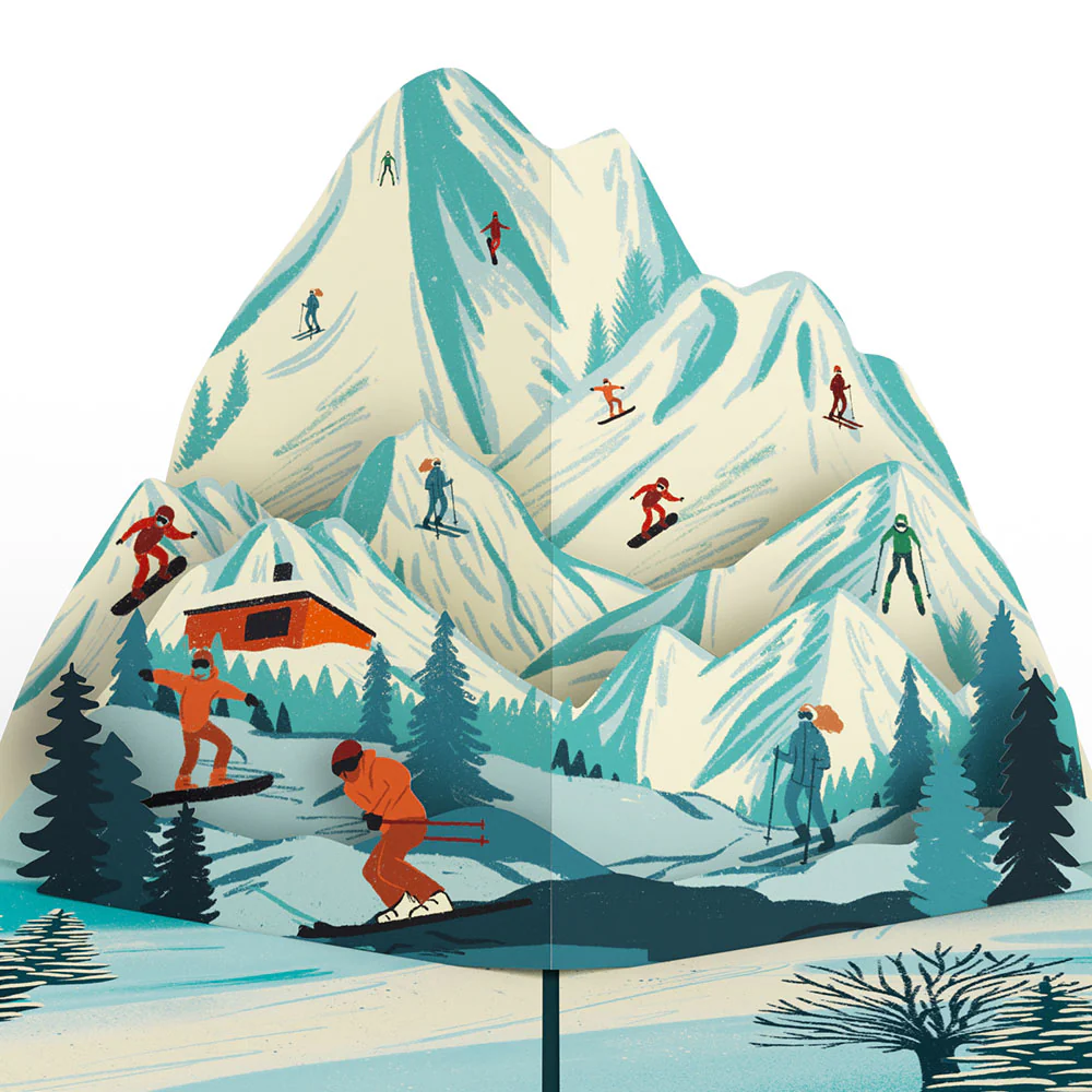 Mountain Snowboard Adventure Pop-Up Card - Image 2