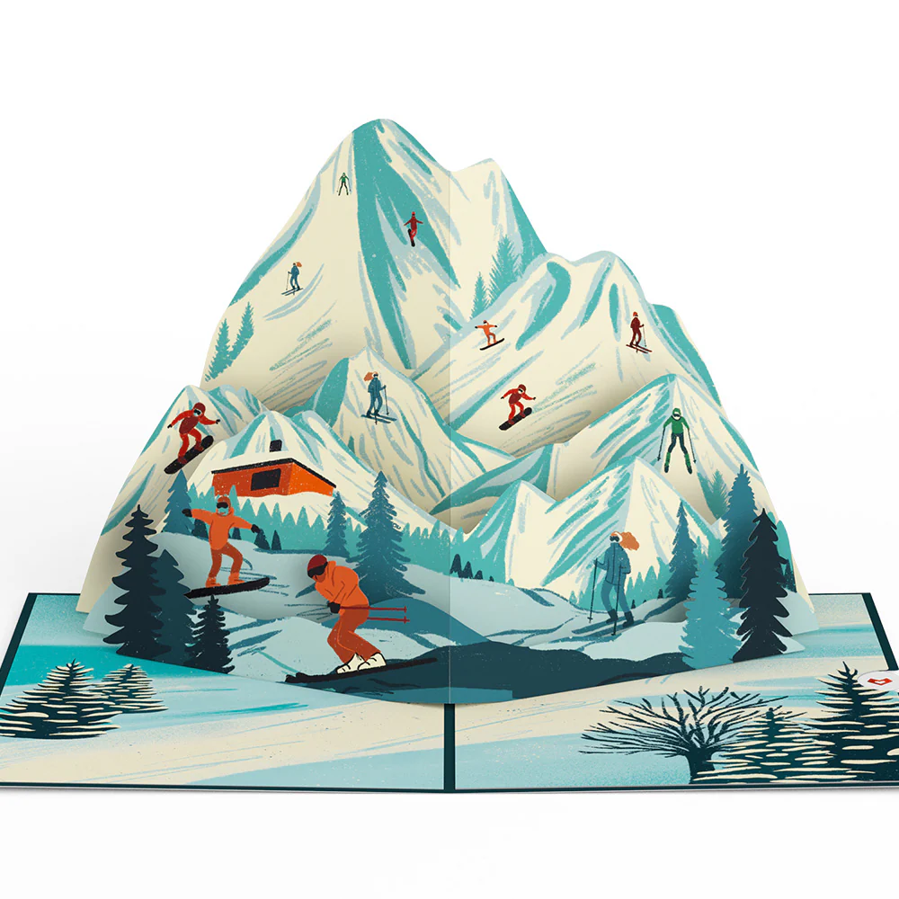 Mountain Snowboard Adventure Pop-Up Card - Image 3