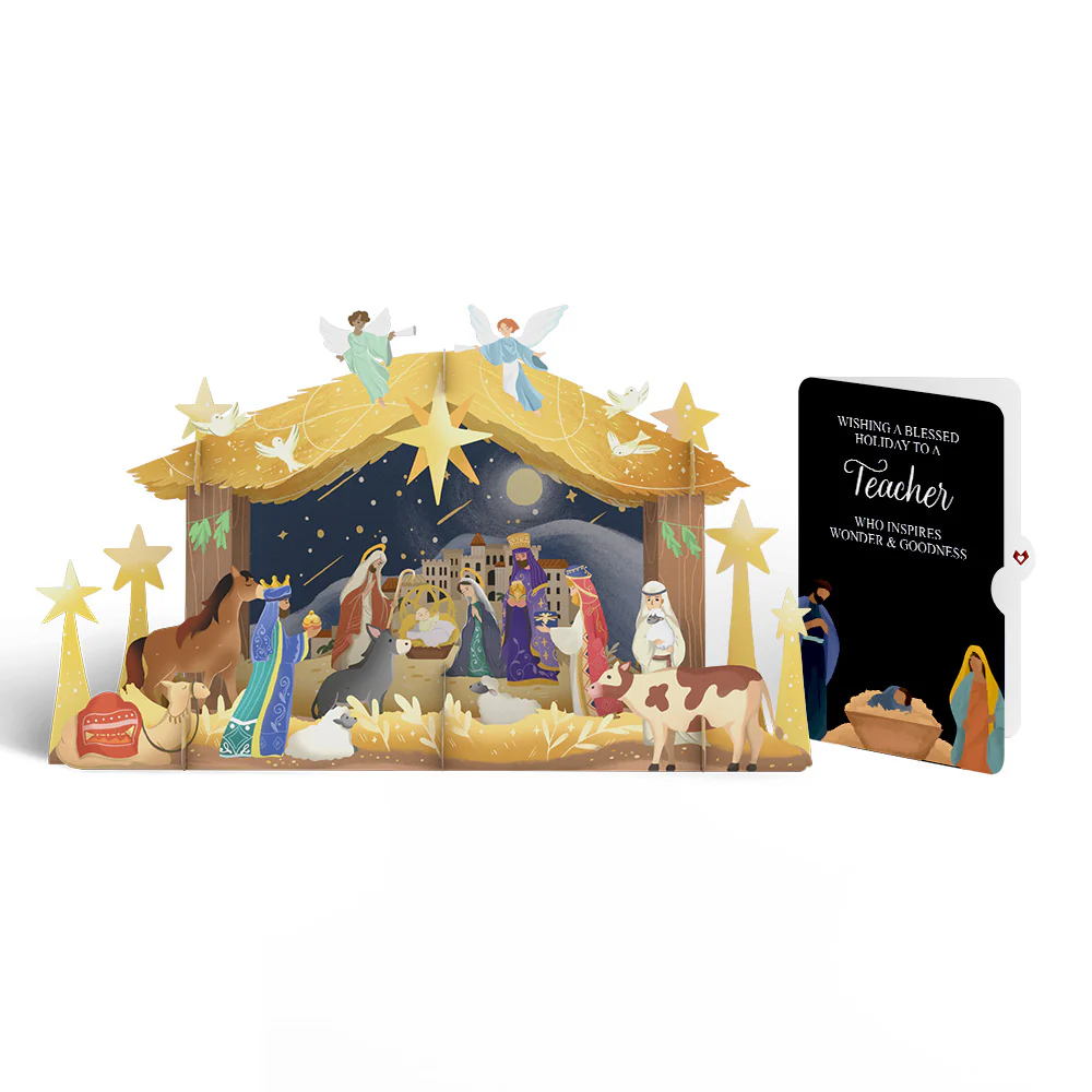 Nativity Christmas Giant Pop-Up Gift and Sentiment Set for Teacher