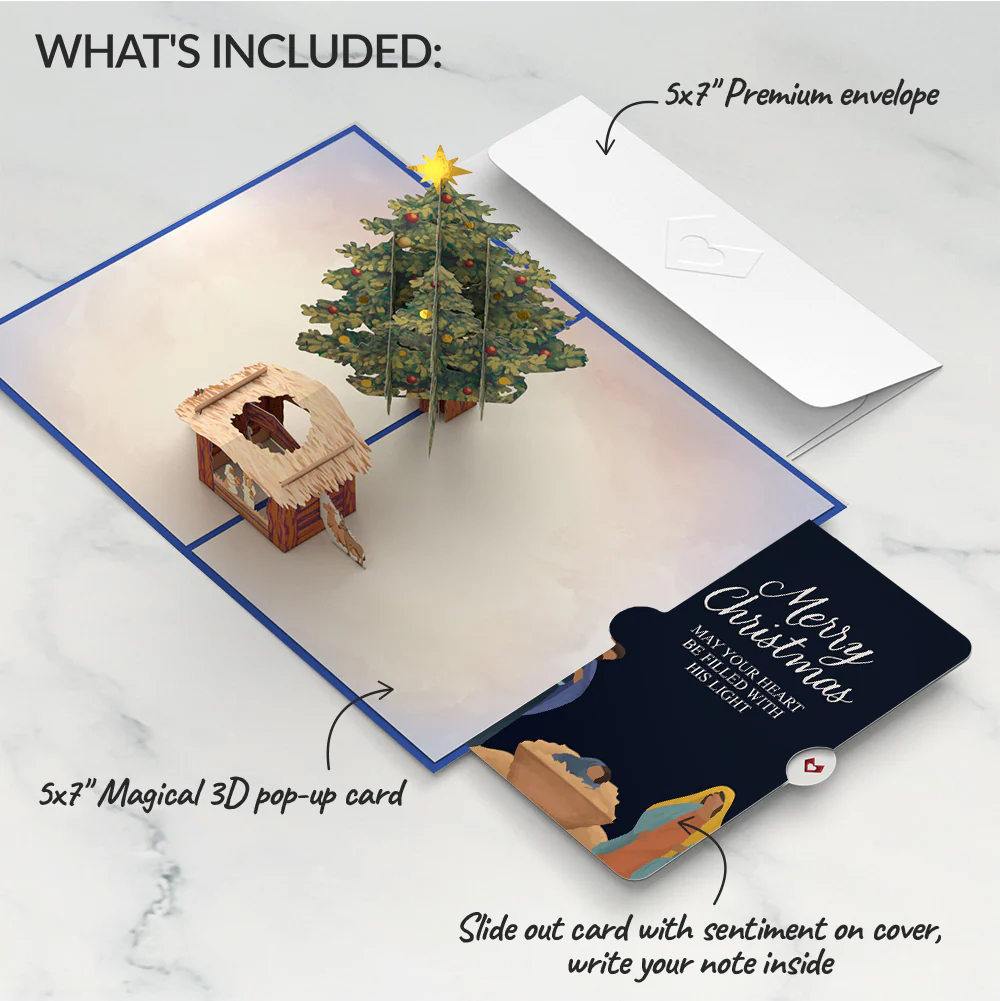 Nativity Christmas Tree Pop-Up Card and Sentiment Set - Image 2