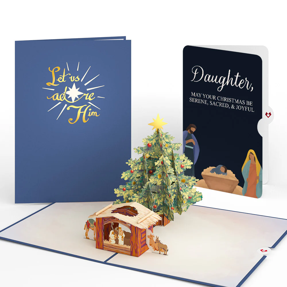 Nativity Christmas Tree Pop-Up Card and Sentiment Set for Daughter