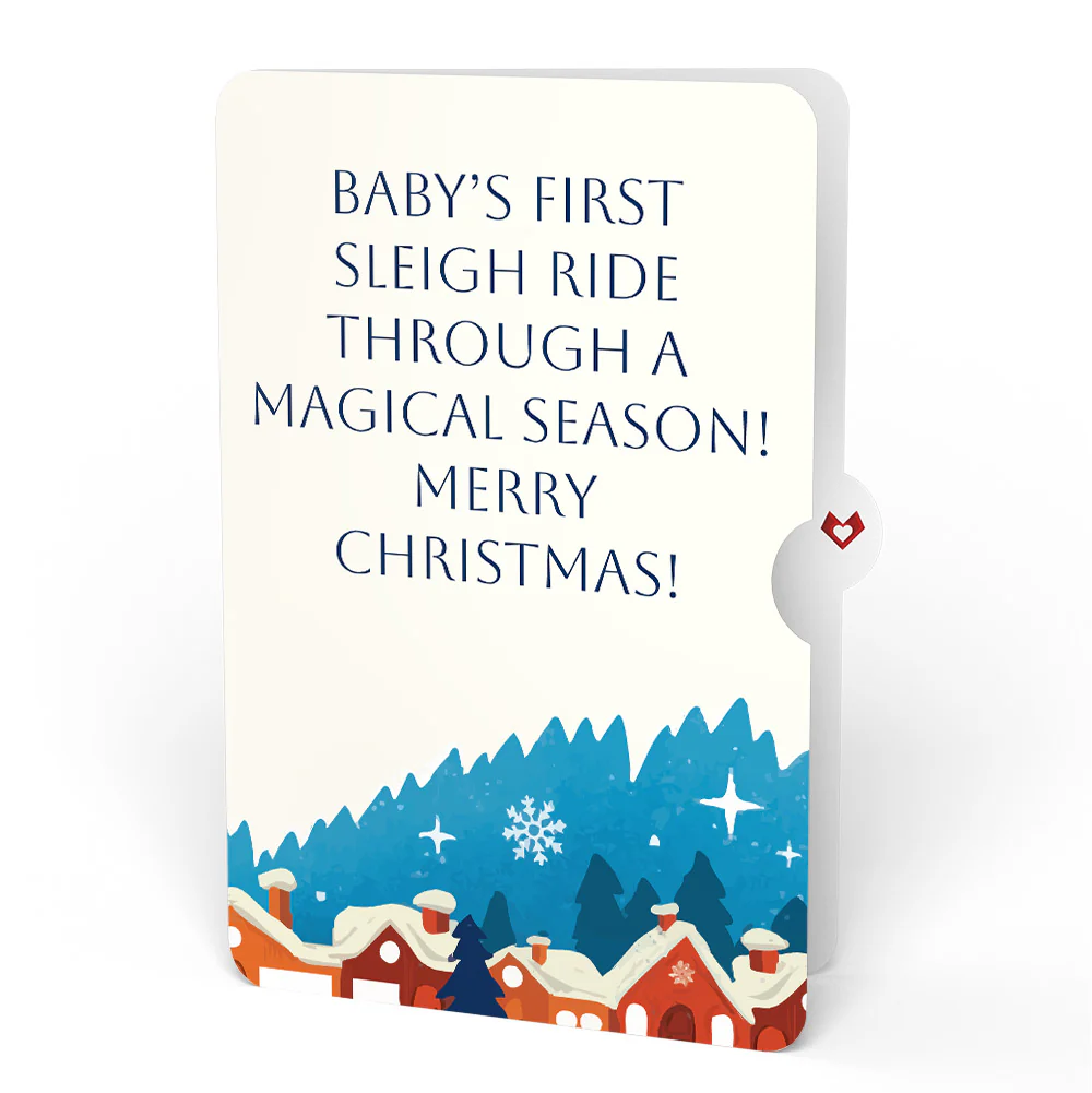 Night Sky Santa Sleigh First Christmas Pop-Up Card and Snow Village Sentiment Set for Baby - Image 4