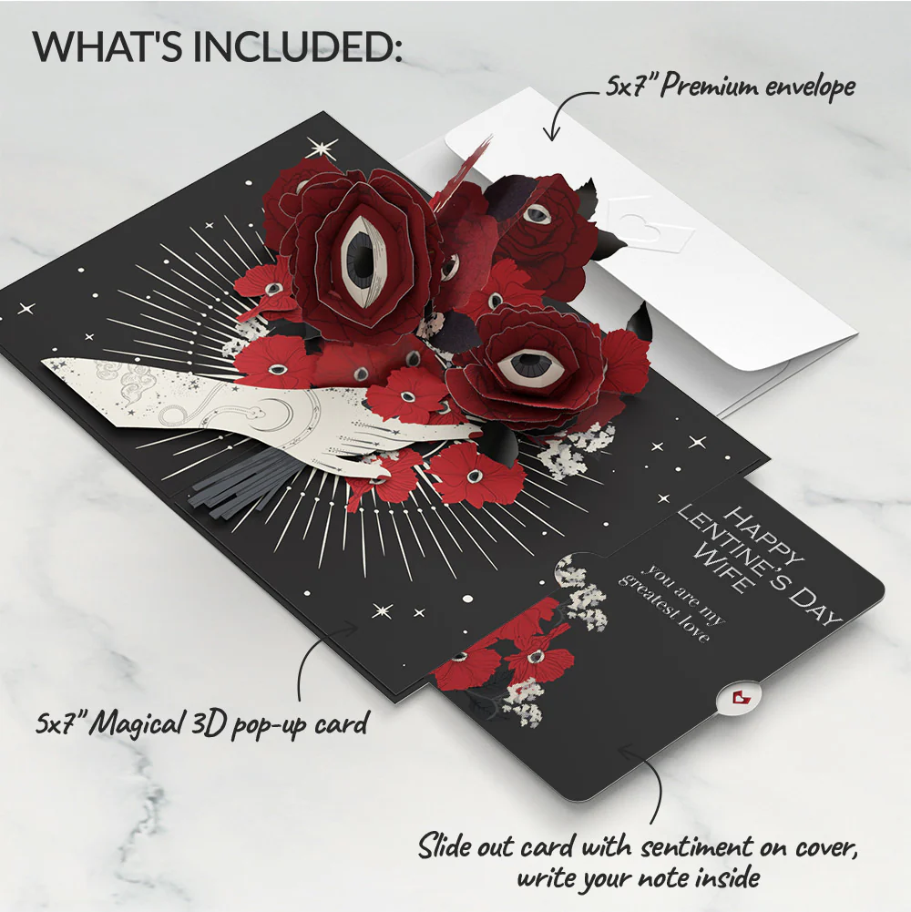 Only Have Eyes for You Valentine Pop-Up Card and Sentiment Set for Wife - Image 2