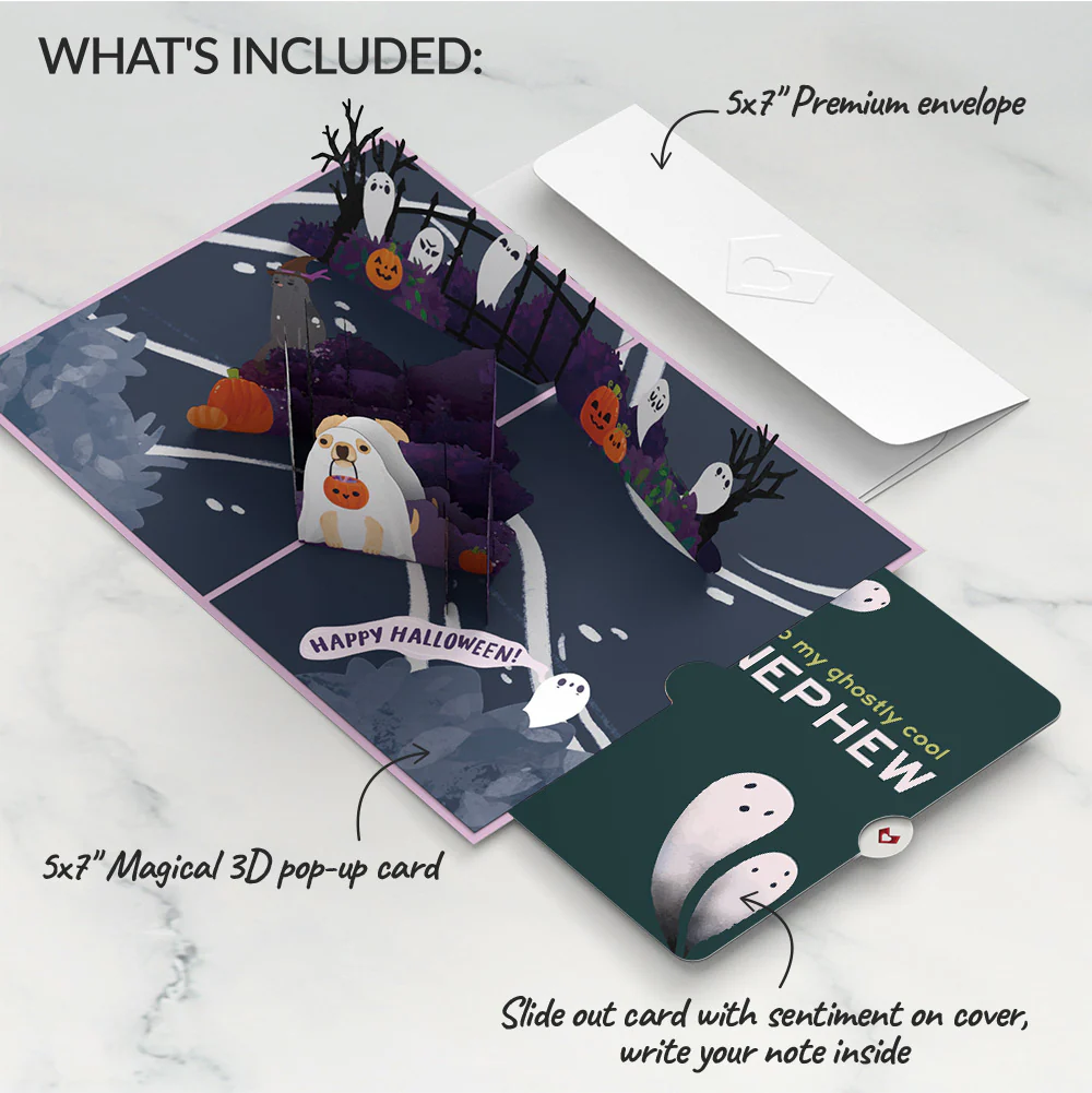 'Oohh, Spooky' Halloween Pop-Up Card and Sentiment Set for Nephew - Image 2