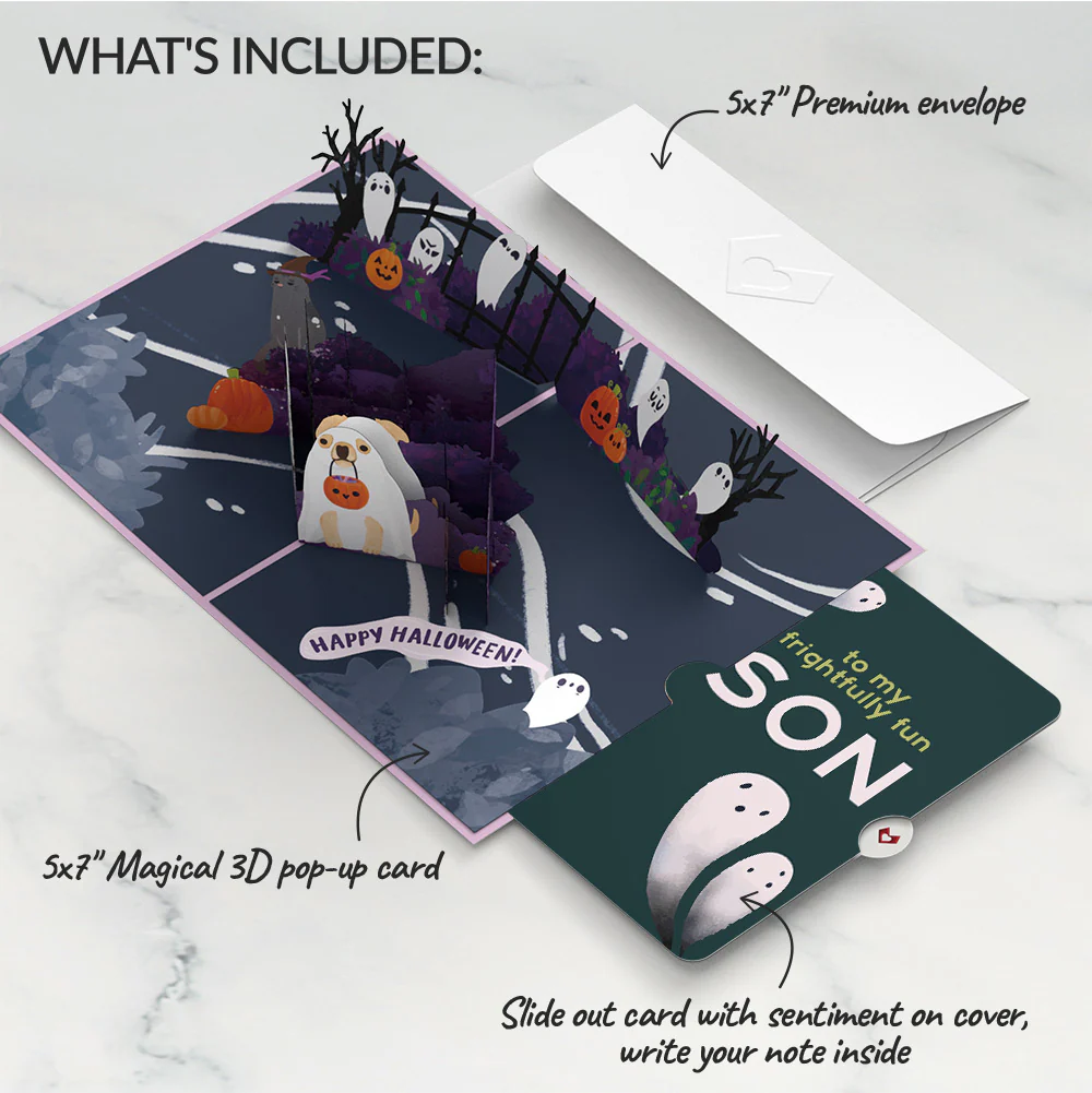 'Oohh, Spooky' Halloween Pop-Up Card and Sentiment Set for Son - Image 2