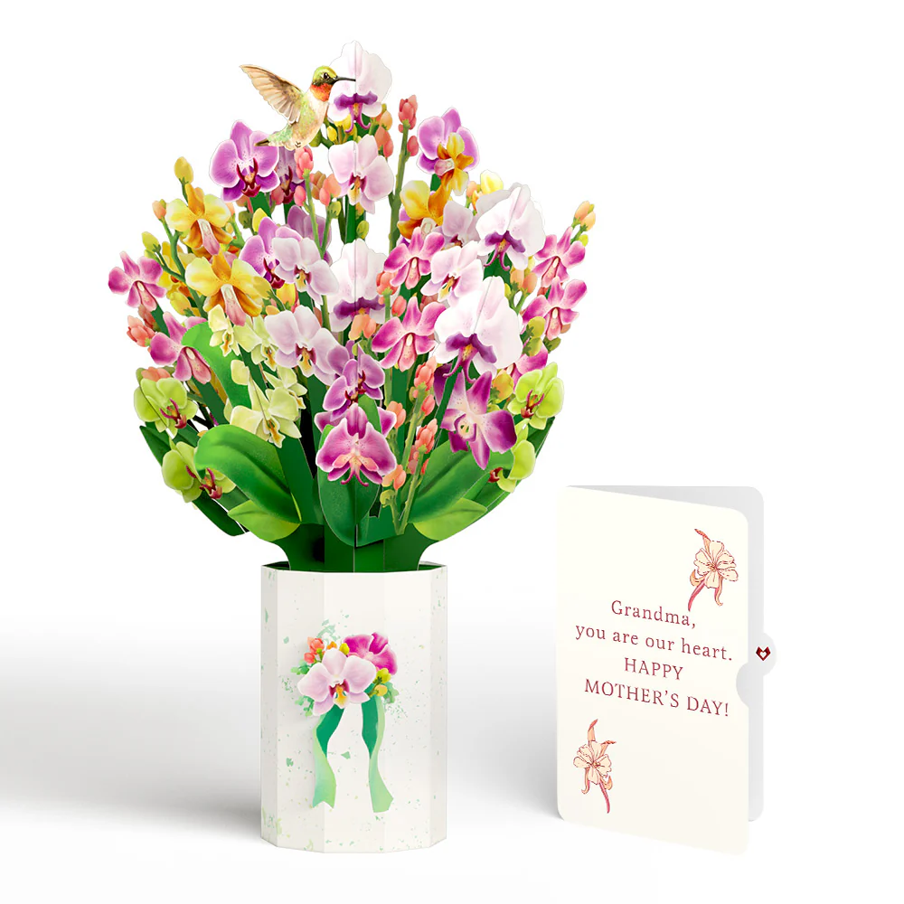 Orchid Mother's Day Bouquet and You Are Our Heart Sentiment Set for Grandma