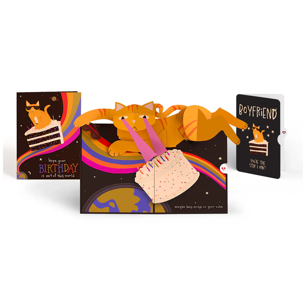 Out of this World Birthday Cat Pop-Up Card and Sentiment Set for Boyfriend