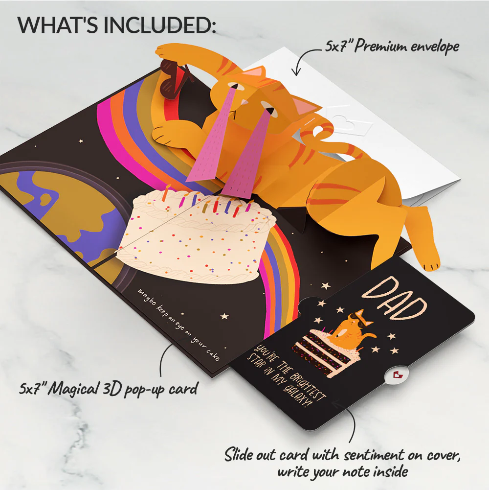 Out of this World Birthday Cat Pop-Up Card and Sentiment Set for Dad - Image 2