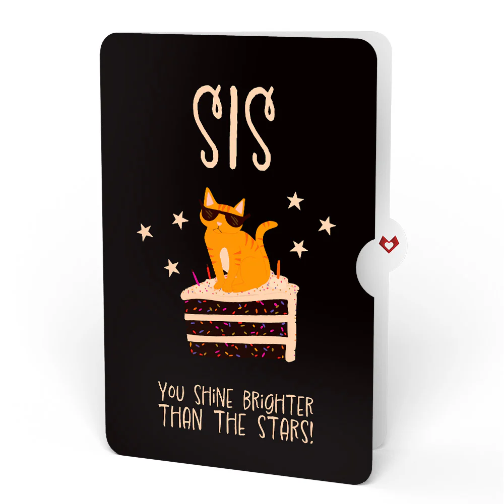 Out of this World Birthday Cat Pop-Up Card and Sentiment Set for Sister - Image 4