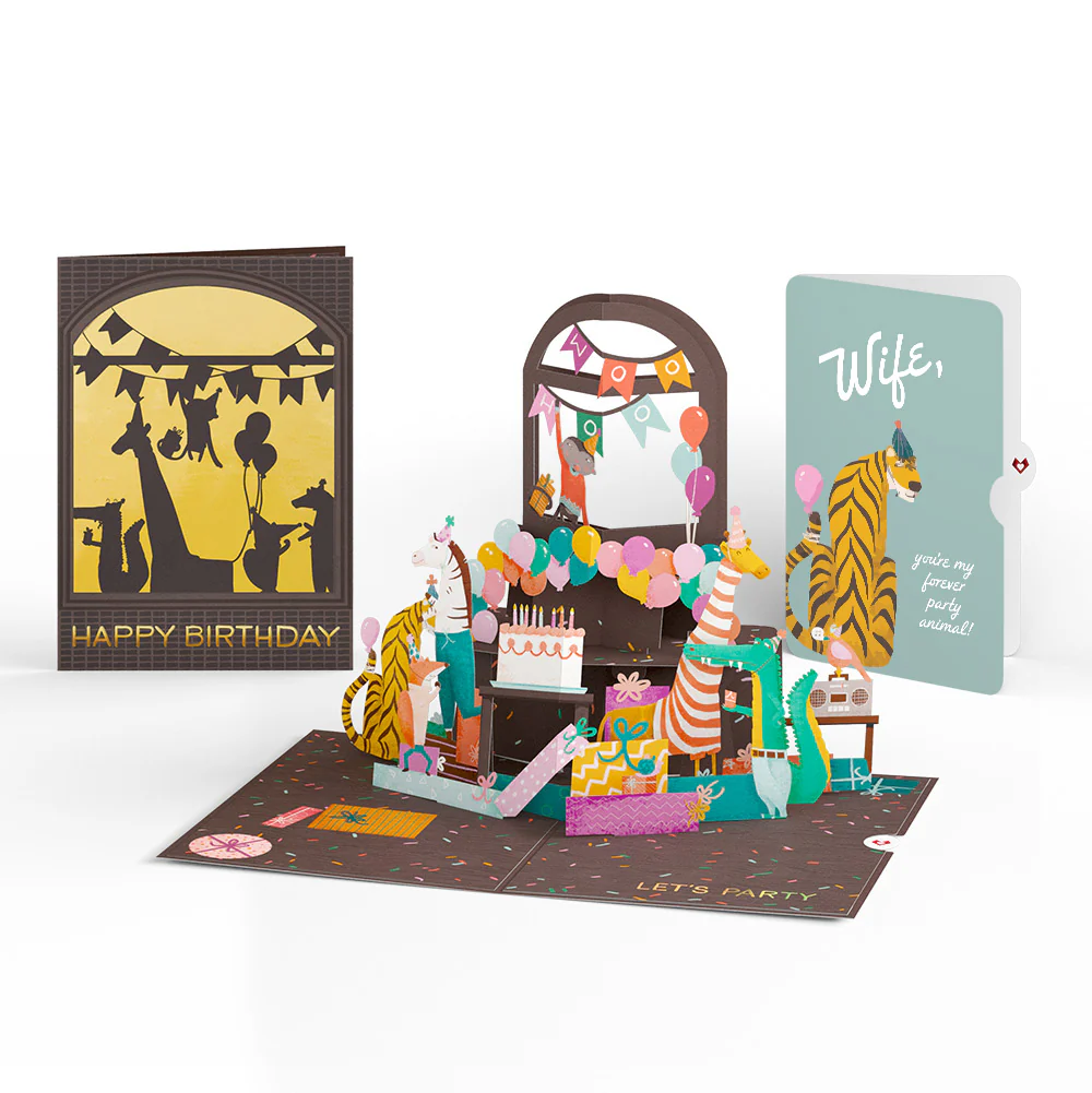 Party Animals Birthday Pop-Up Card and Sentiment Set for Wife