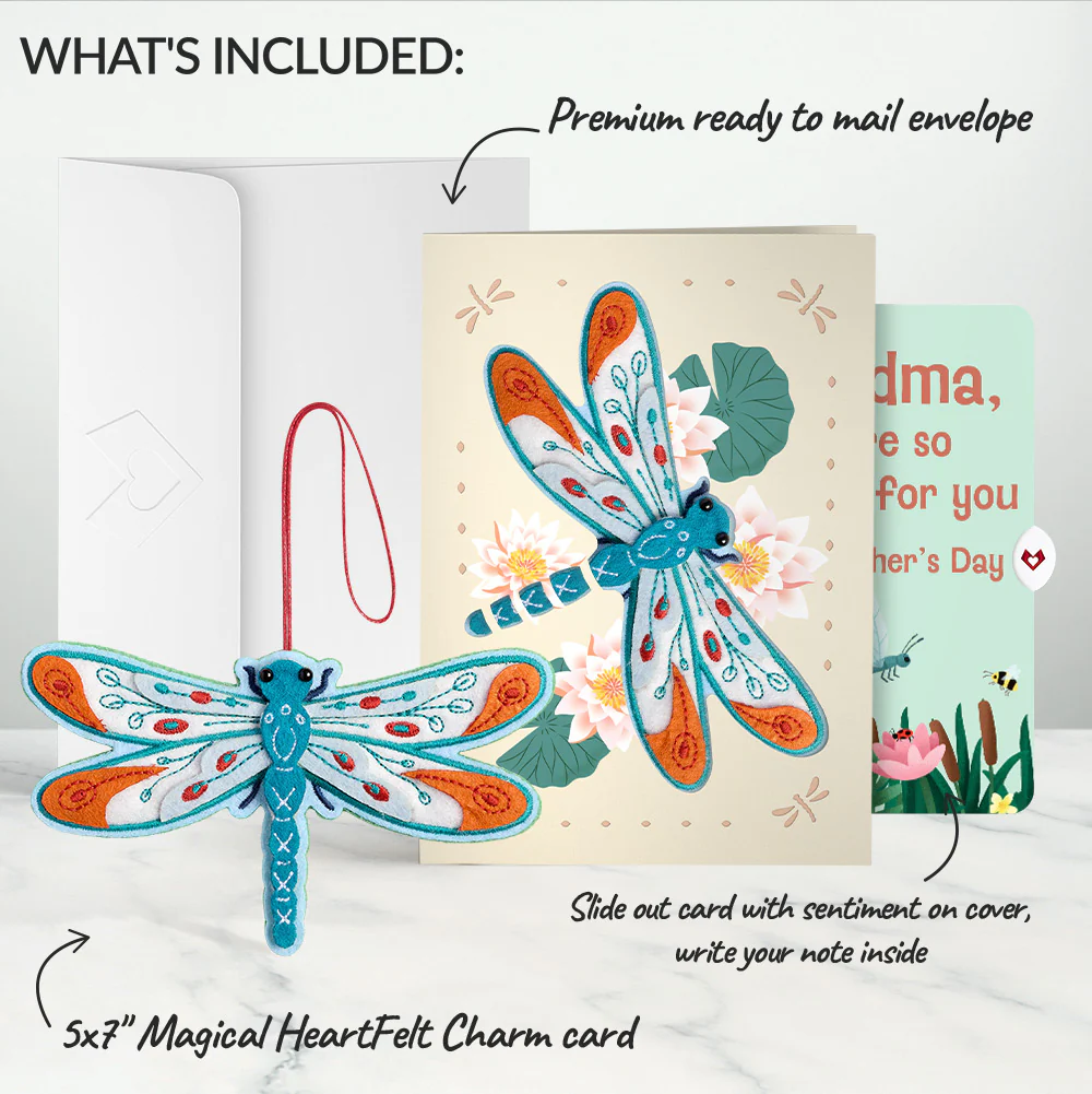 Peaceful Dragonfly Mother’s Day HeartFelt Charm Card™ and Sentiment Set for Grandmother - Image 2