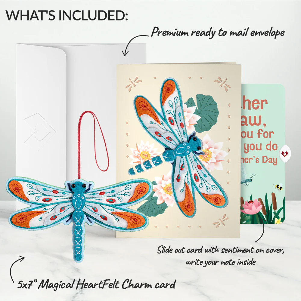 Peaceful Dragonfly Mother’s Day HeartFelt Charm Card™ and Sentiment Set for Mother-in-Law - Image 2