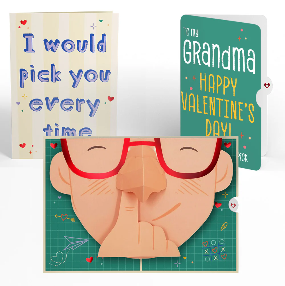 Pick You Every Time Valentine Pop-Up Card and Sentiment Set for Grandma