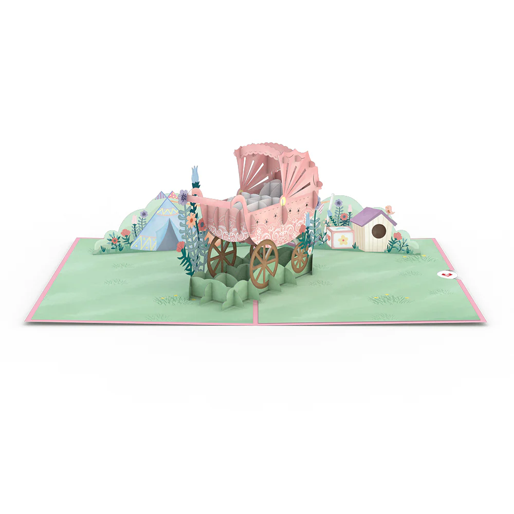 Pink Baby Carriage Pop-Up Card - Image 3