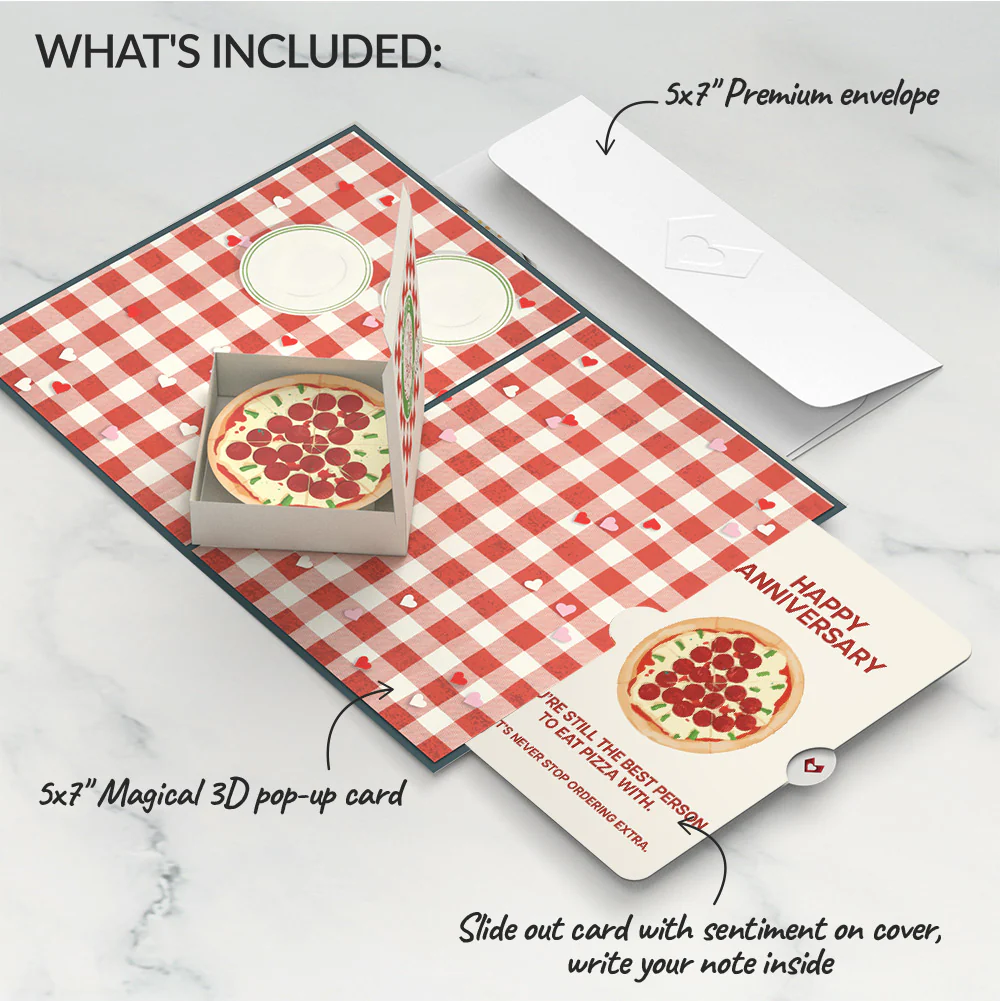 Pizza Love Anniversary Pop-Up Card and Sentiment Set - Image 2