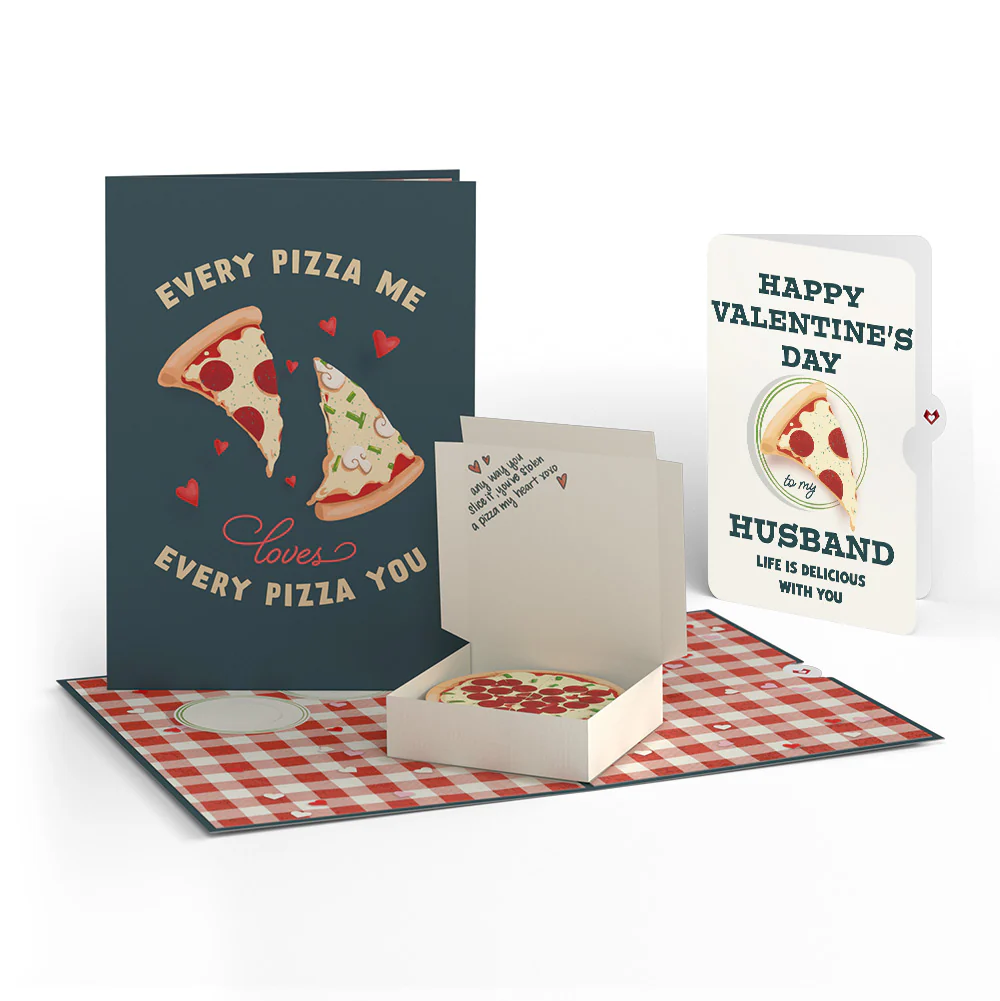Pizza Love Valentine Pop-Up Card and Perfect Slice Sentiment Set for Husband