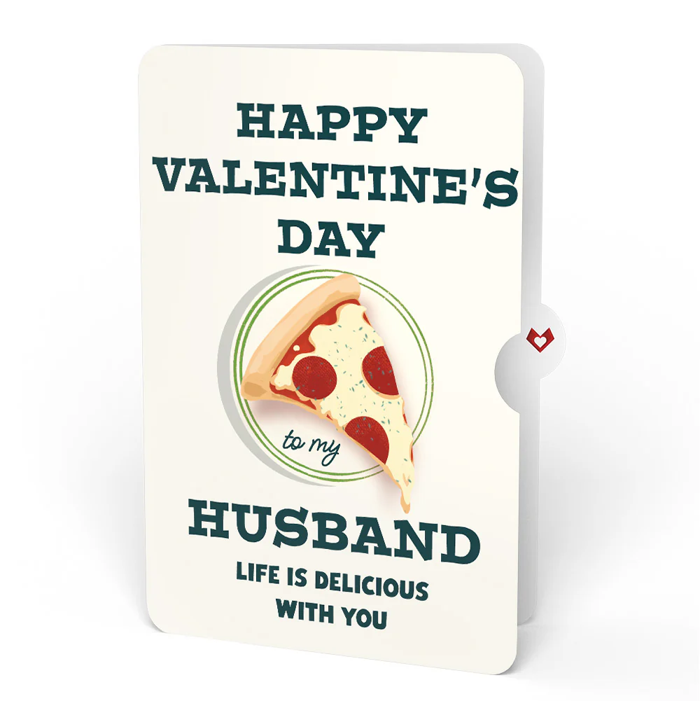 Pizza Love Valentine Pop-Up Card and Perfect Slice Sentiment Set for Husband - Image 4