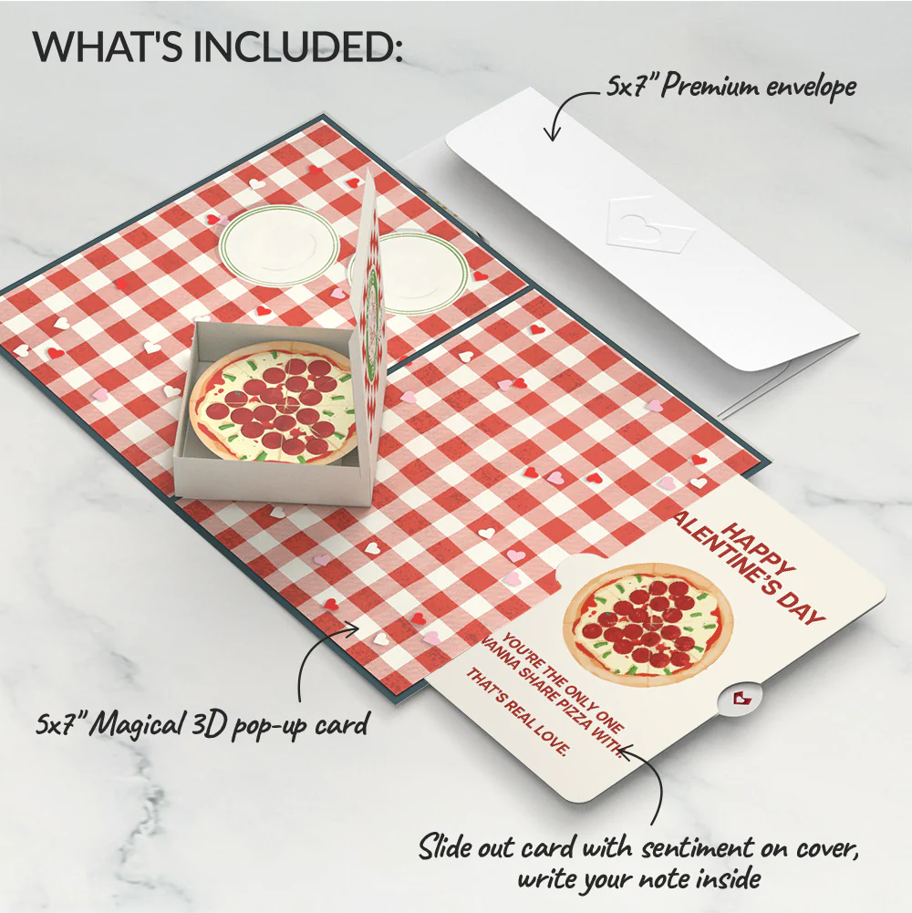 Pizza Love Valentine's Day Pop-Up Card and Sentiment Set - Image 2